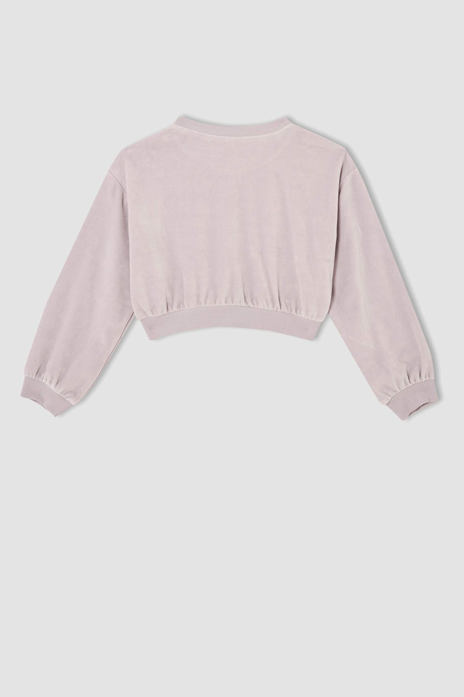 Kız Çocuk Relax Fit Crop Kadife Sweatshirt