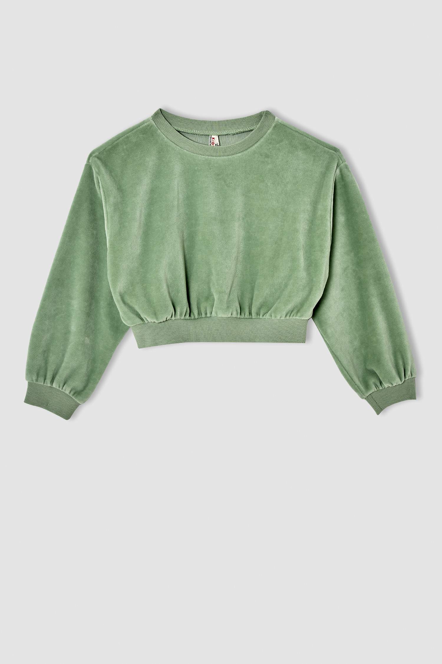 Kız Çocuk Relax Fit Crop Kadife Sweatshirt
