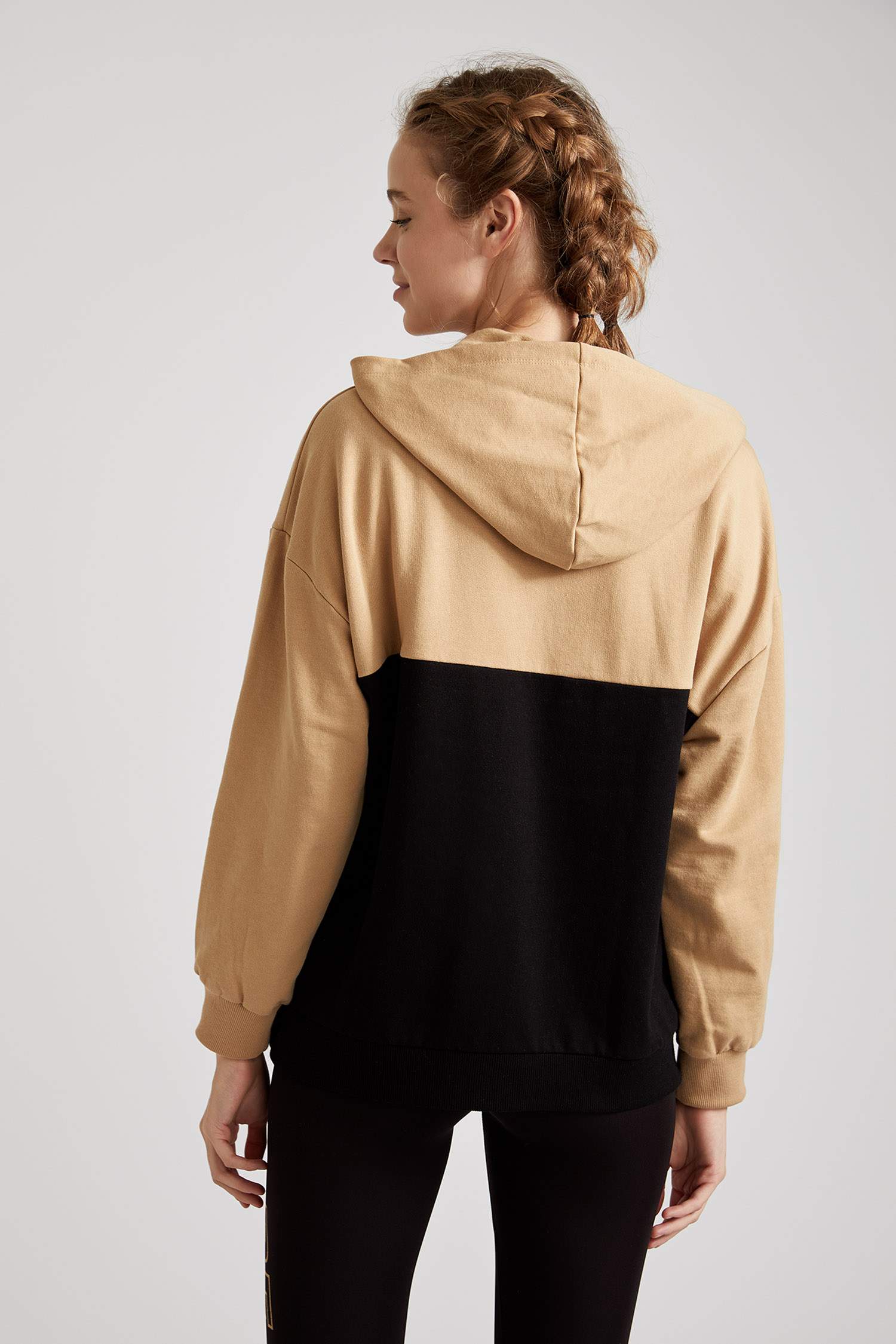 Yazı Baskılı Kapüşonlu Relax Fit Sweatshirt