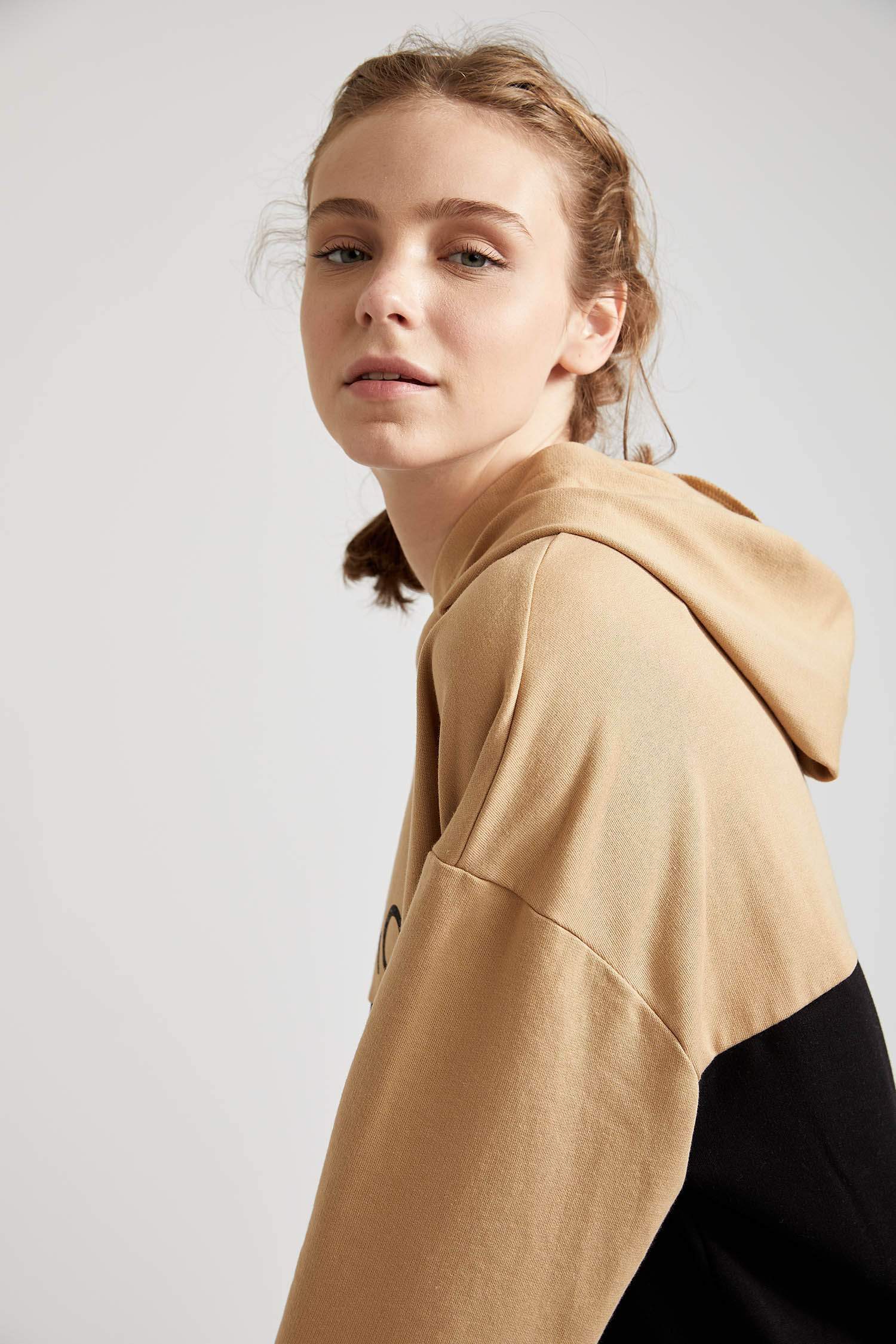 Yazı Baskılı Kapüşonlu Relax Fit Sweatshirt