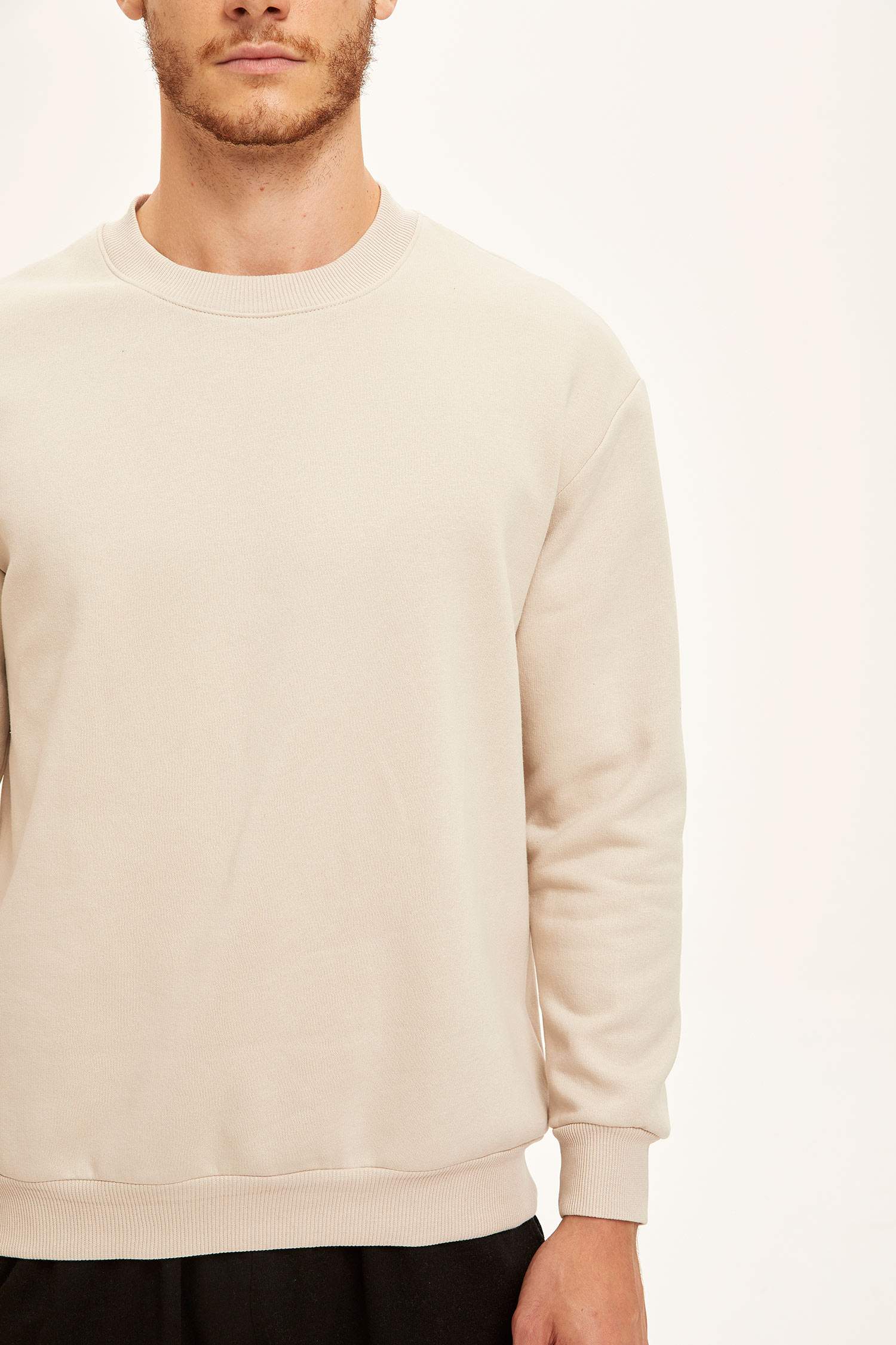 Oversize Fit Bisiklet Yaka İçi Yumuşak Tüylü Sweatshirt