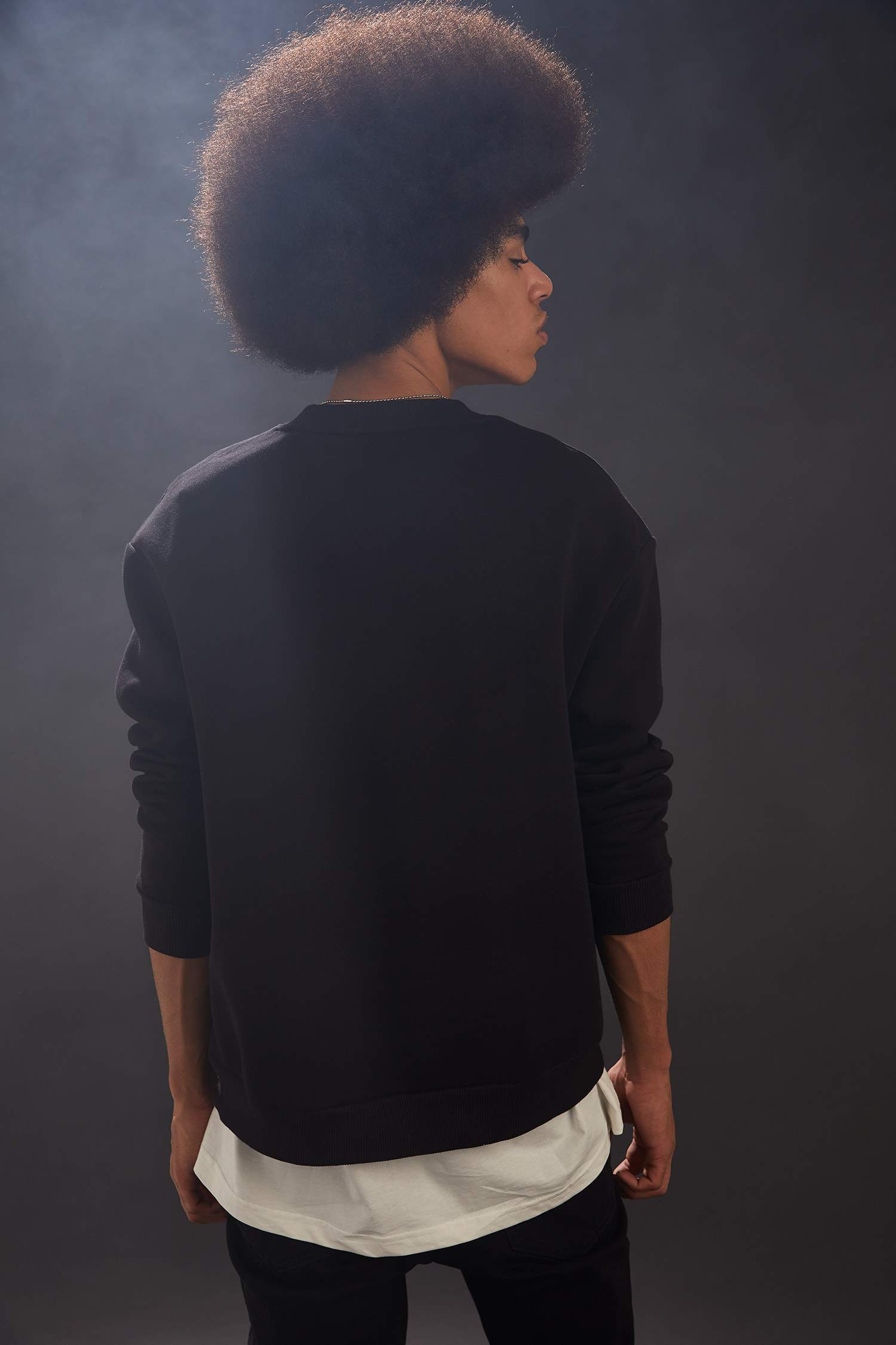 Oversize Fit Bisiklet Yaka İçi Yumuşak Tüylü Sweatshirt