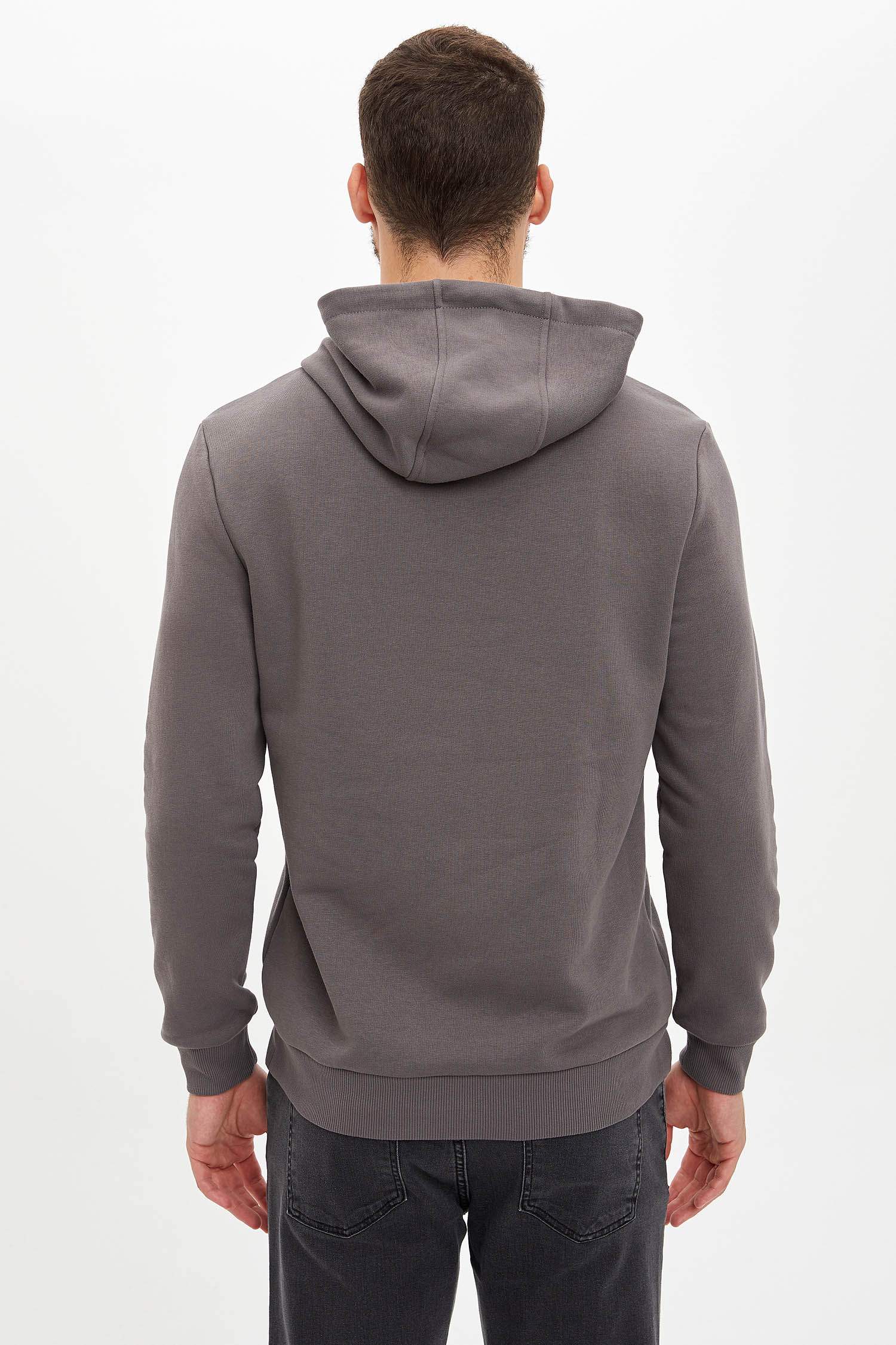 Slim Fit Kanguru Cepli İçi Yumuşak Tüylü Sweatshirt