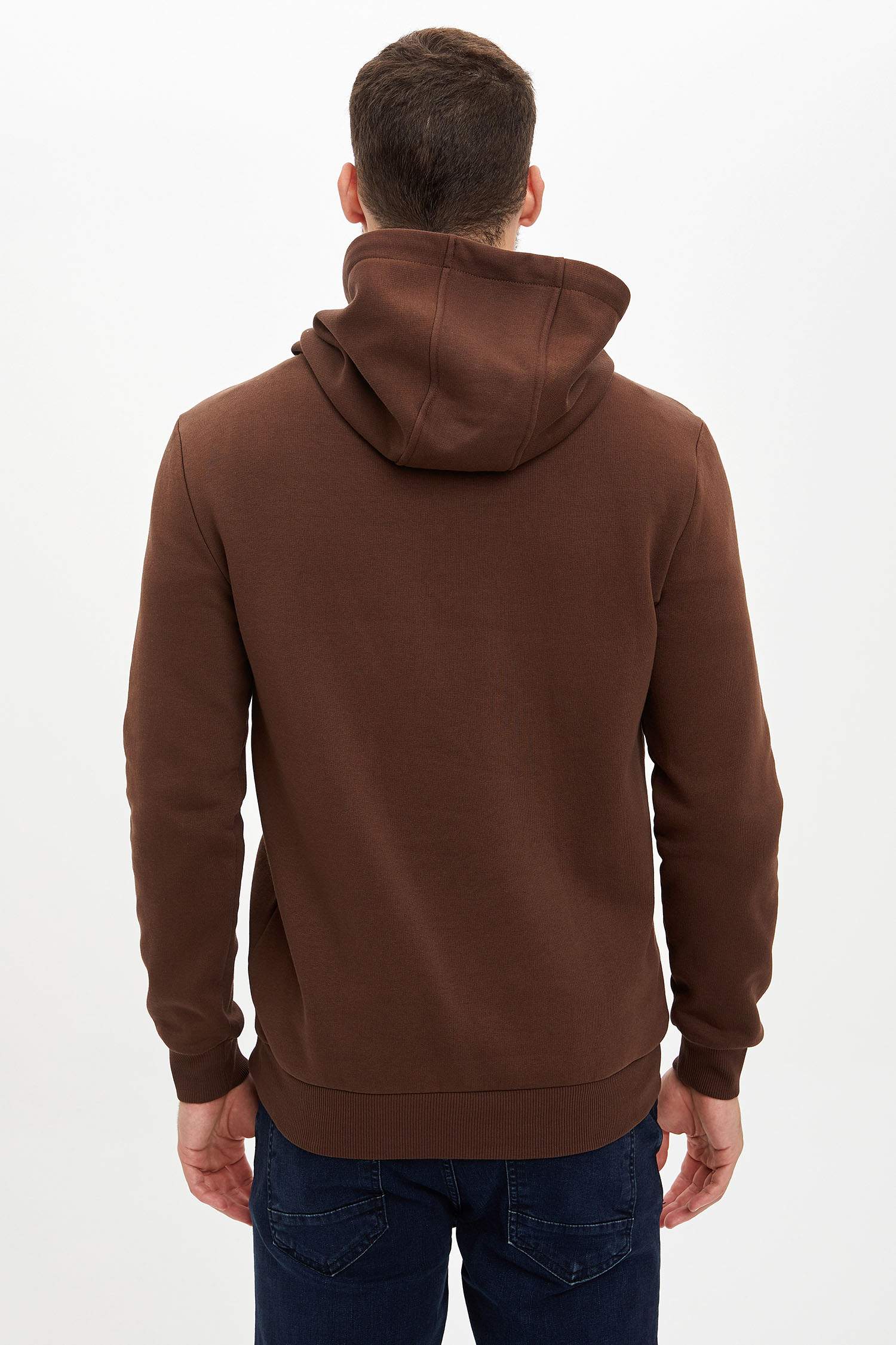 Slim Fit Kanguru Cepli İçi Yumuşak Tüylü Sweatshirt