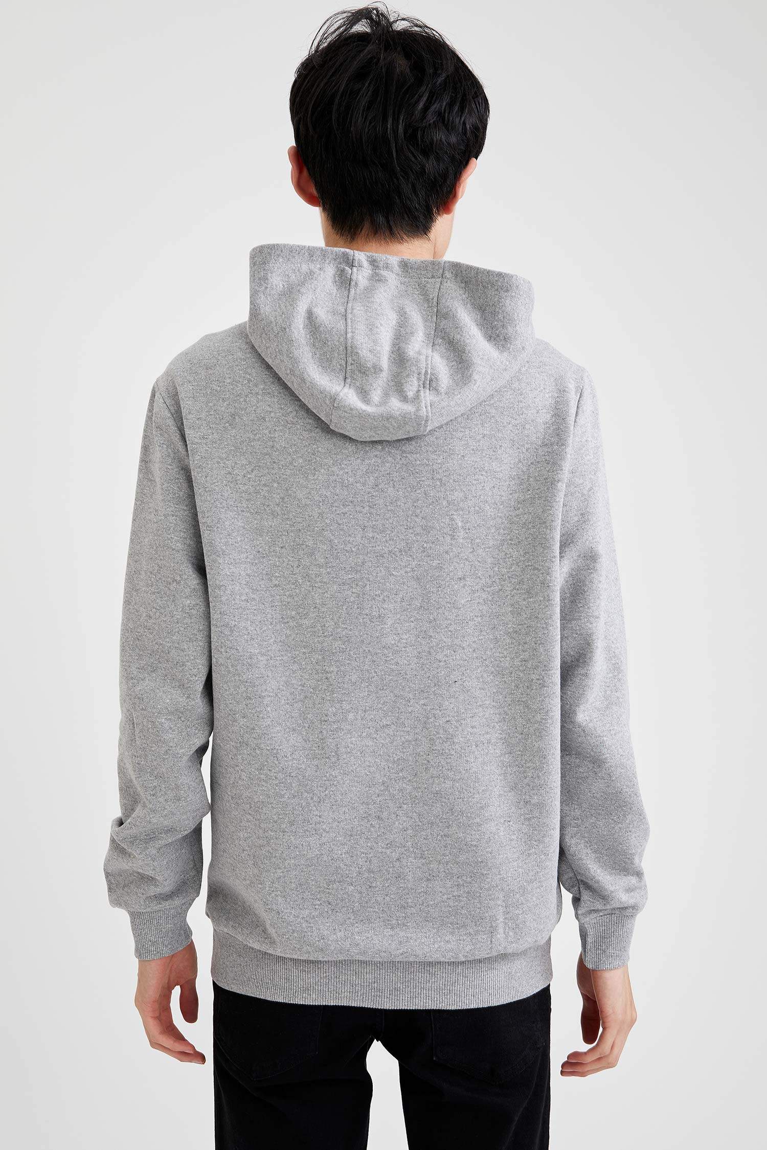 Kapüşonlu Slim Fit Kuru Kafa Baskılı Sweatshirt