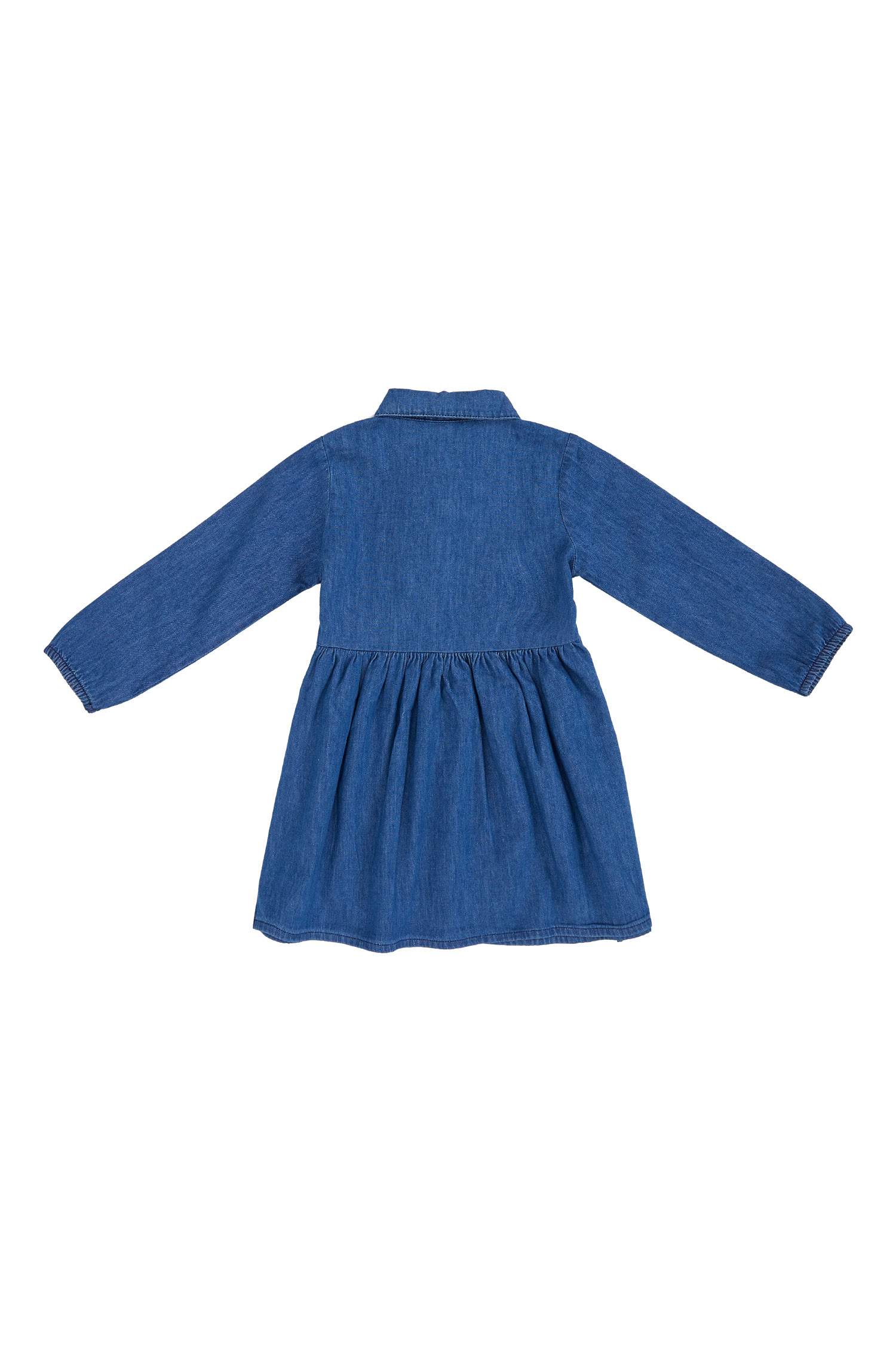 Kız Bebek Düğmeli Beli Büzgülü Jean Elbise