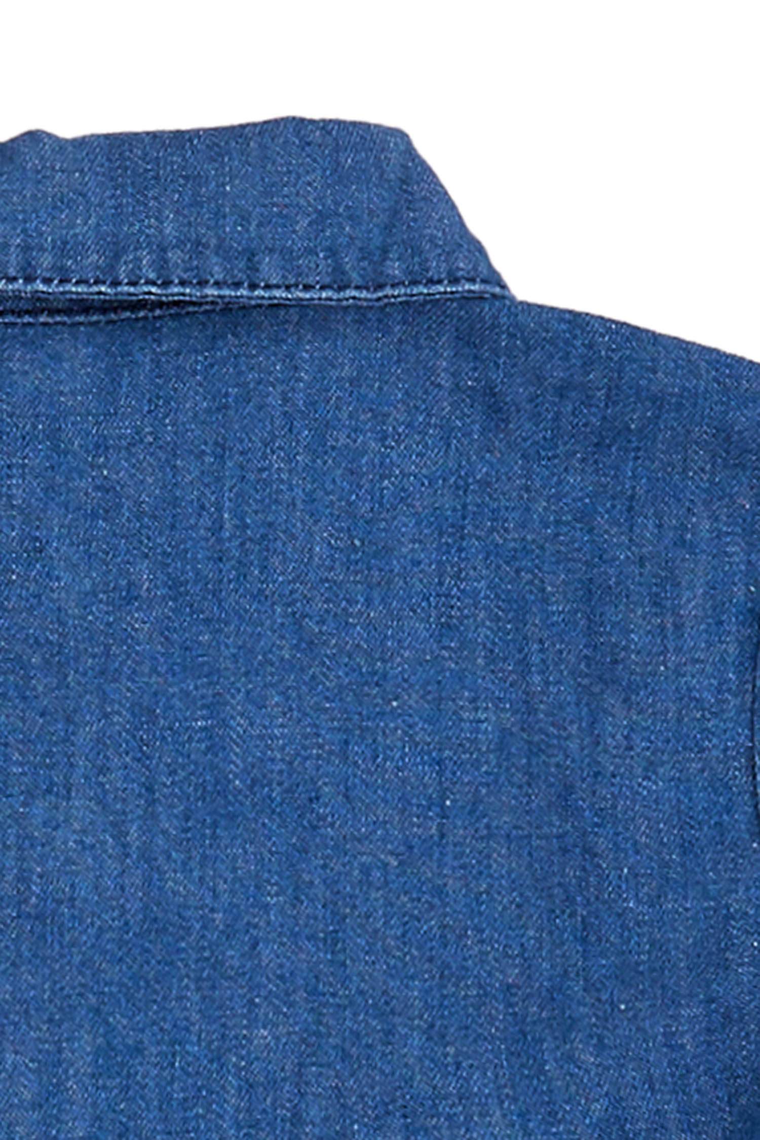 Kız Bebek Düğmeli Beli Büzgülü Jean Elbise
