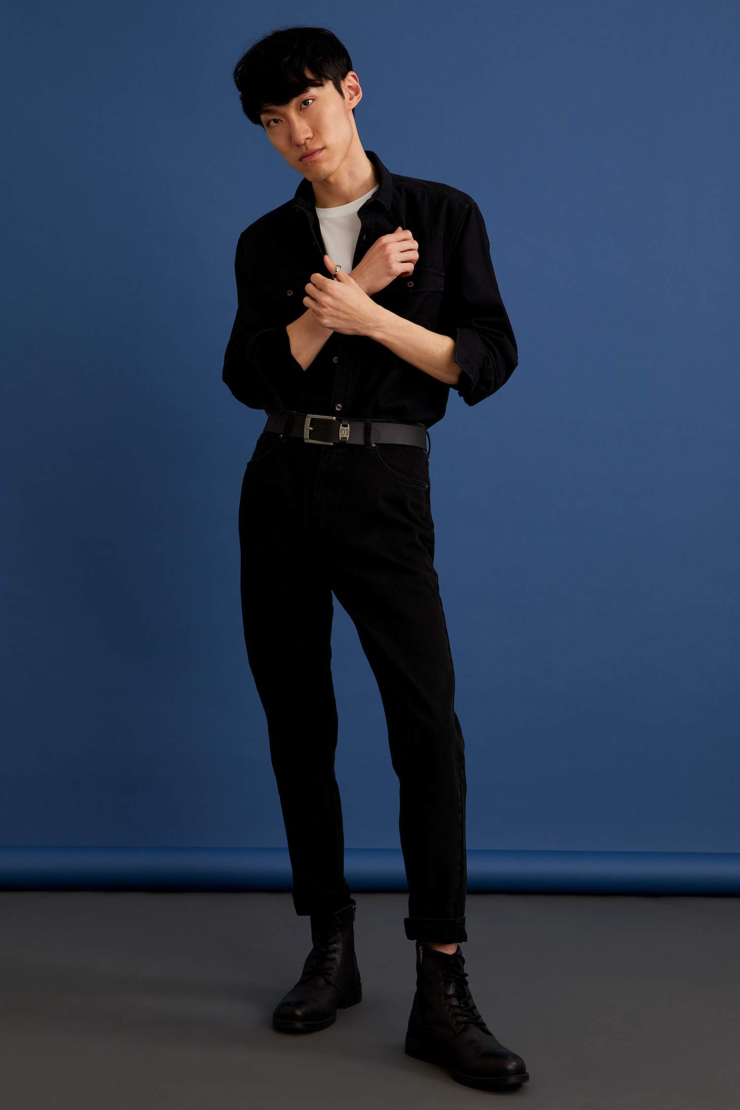Slim Fit Uzun Kollu Jean Gömlek