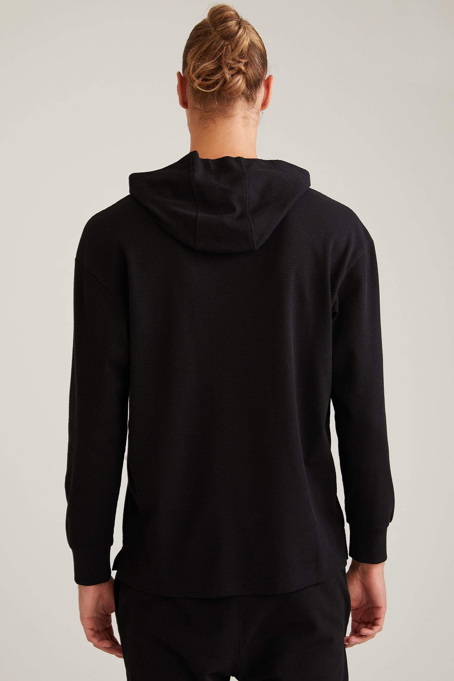 Oversize Fit Kapüşonlu Basic Uzun Kollu Tişört