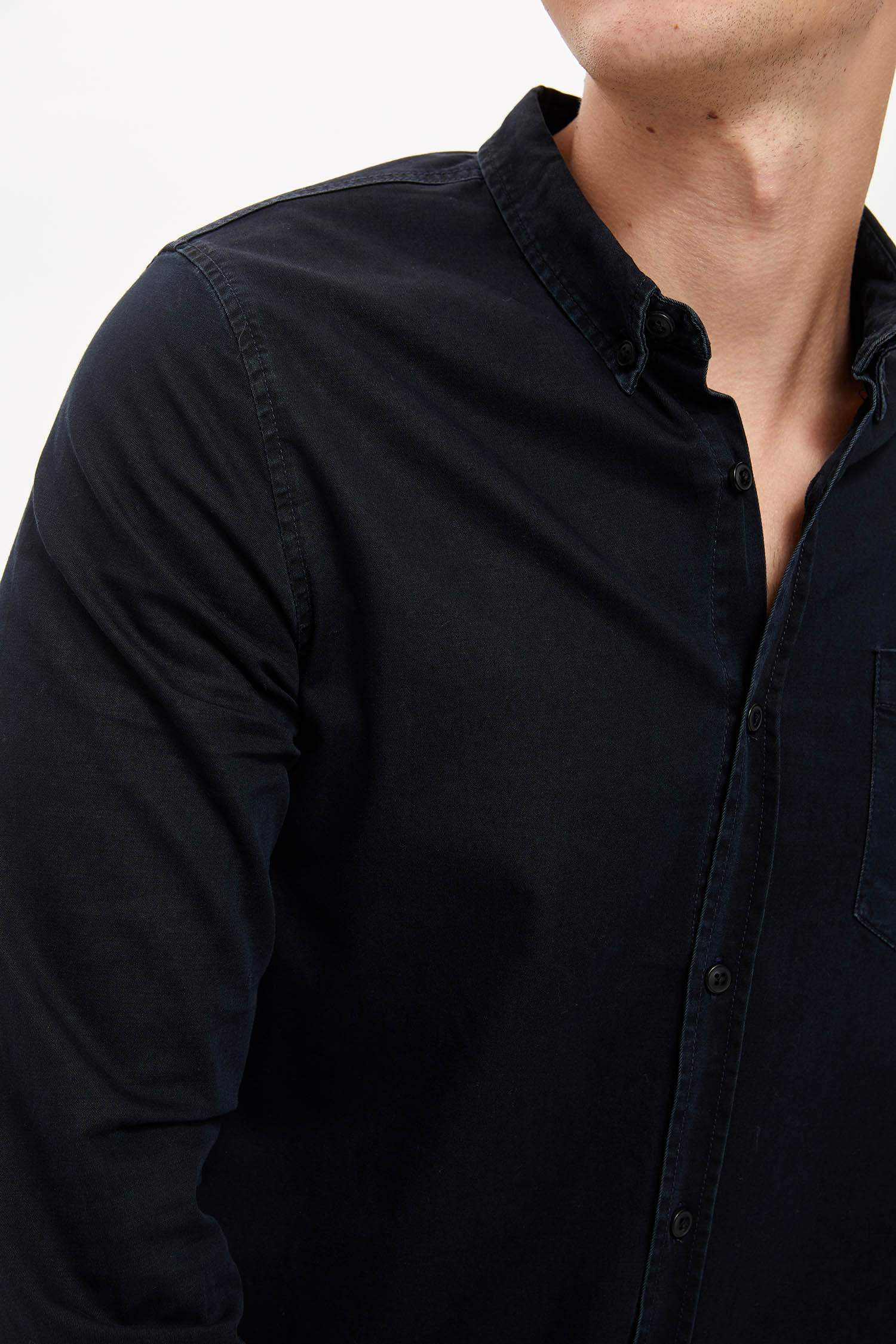 Slim Fit Uzun Kollu Jean Gömlek