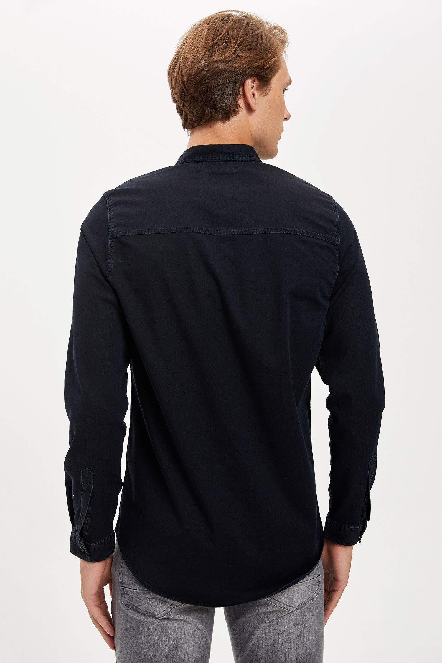 Slim Fit Uzun Kollu Jean Gömlek