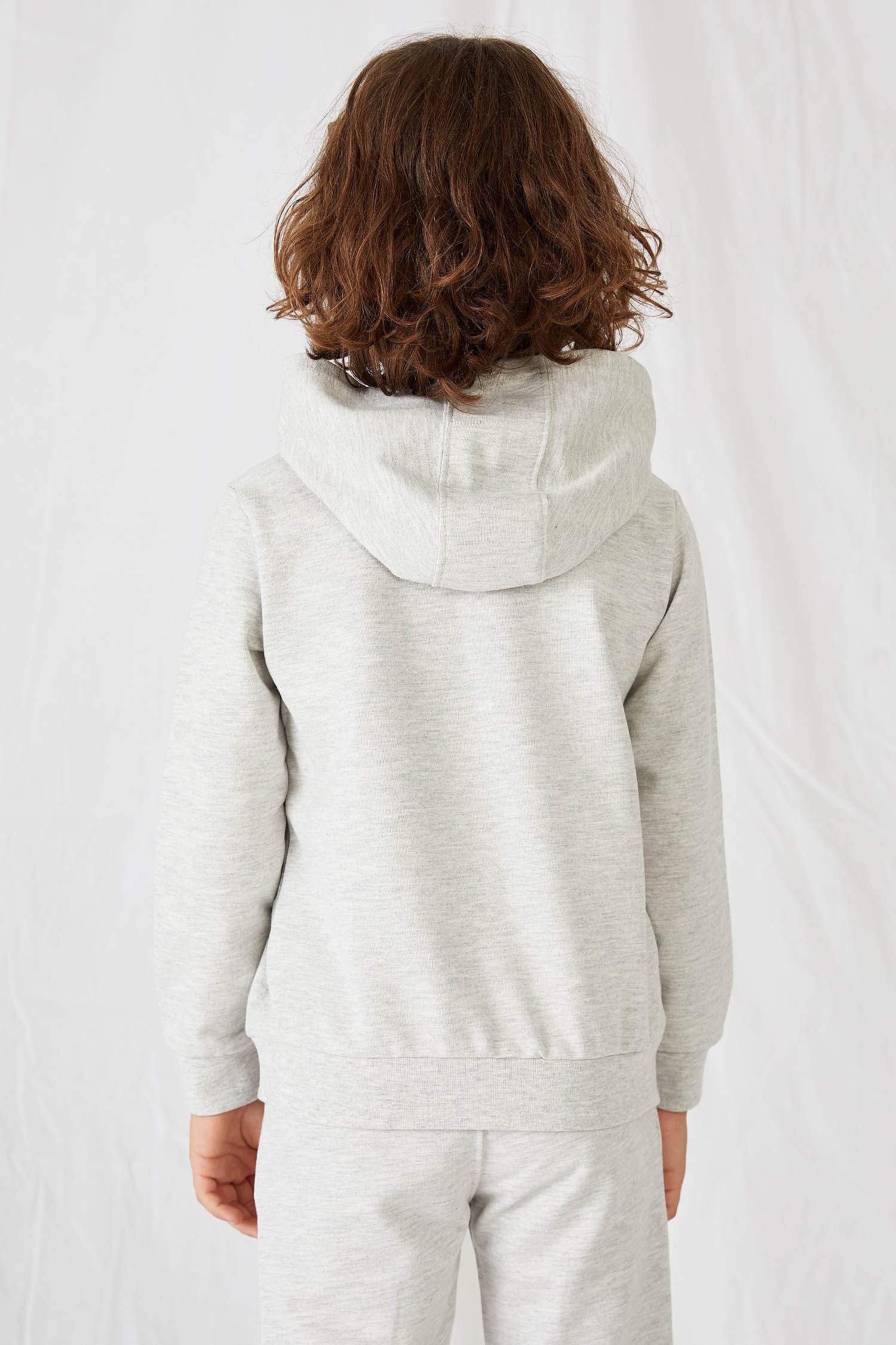 Unisex Çocuk Nakışlı Kapüşonlu Organik Pamuk Sweatshirt