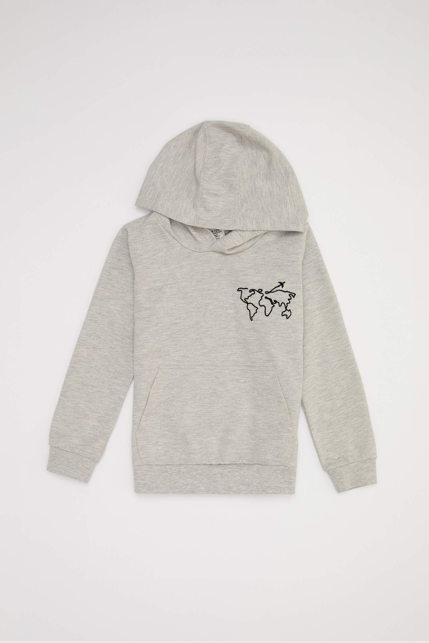 Unisex Çocuk Nakışlı Kapüşonlu Organik Pamuk Sweatshirt