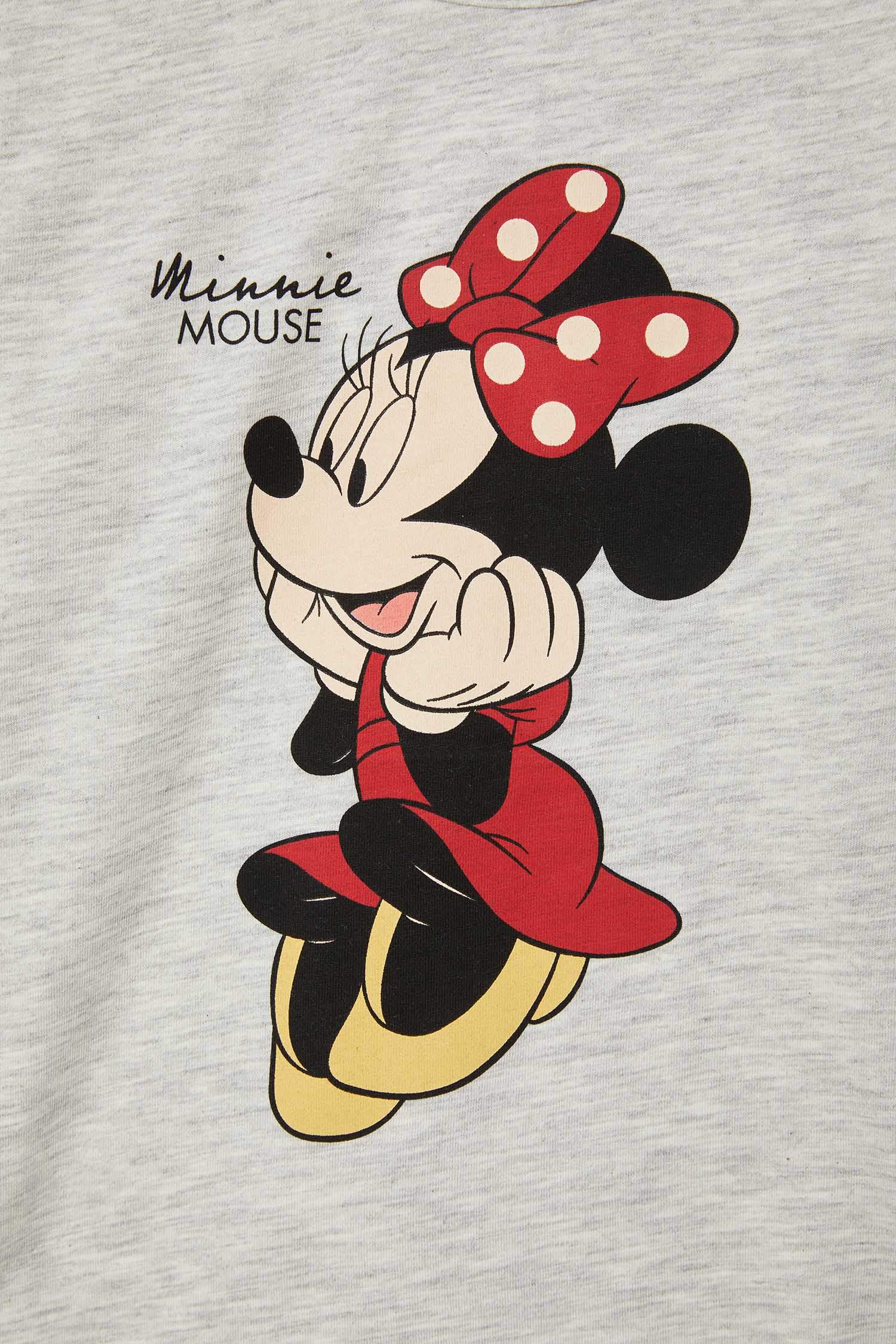 Kız Çocuk Minnie Mouse Lisanslı Yılbaşı Temalı Uzun Kollu Pijama Takım