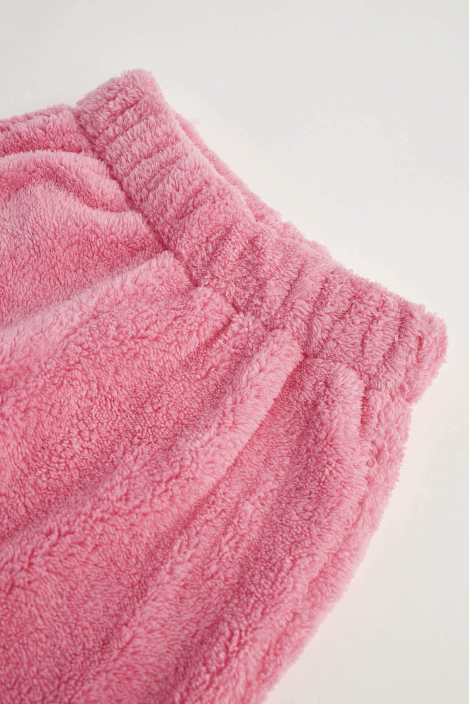 Kız Çocuk Baskılı Peluş Uzun Kollu Pijama Takımı