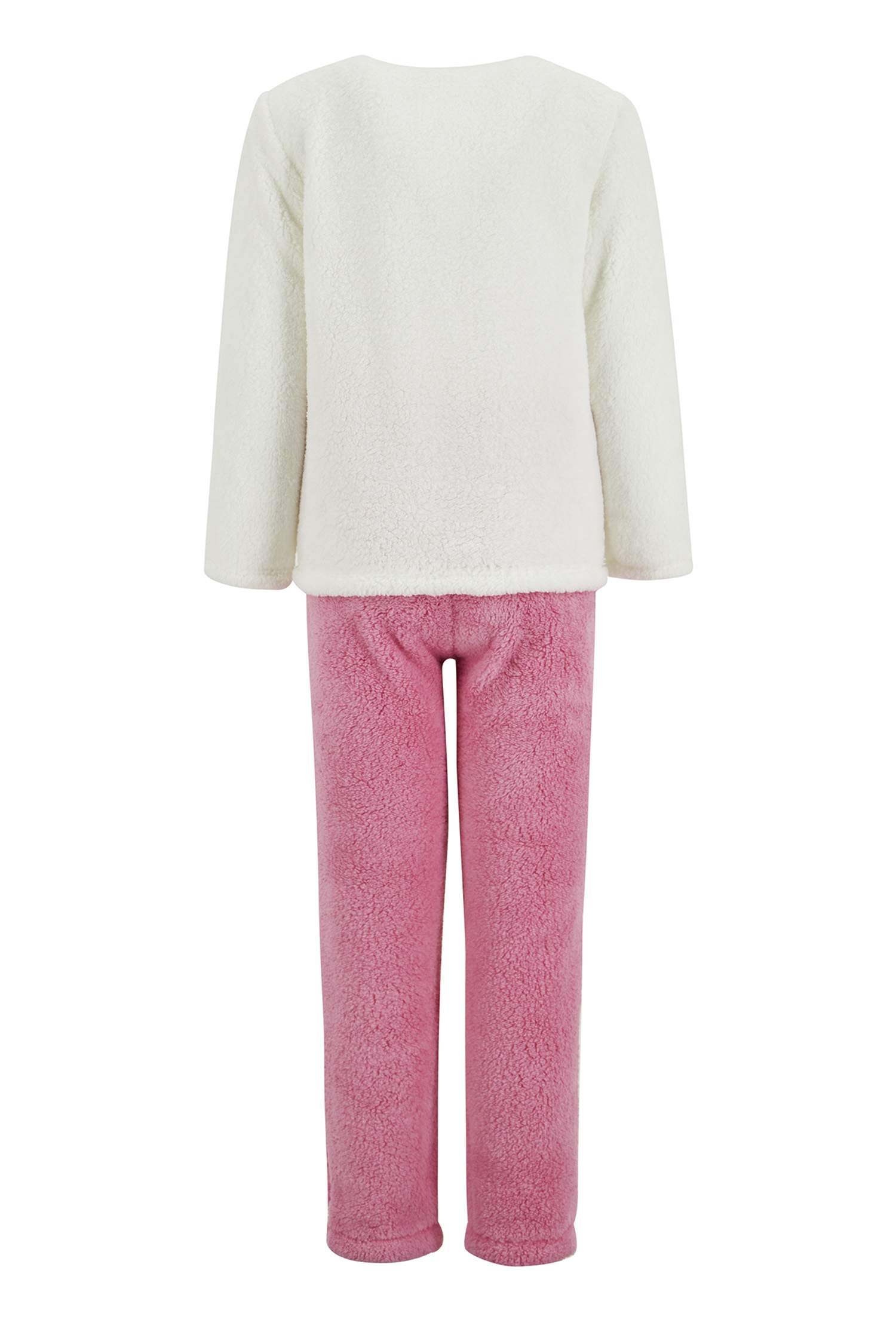 Kız Çocuk Baskılı Peluş Uzun Kollu Pijama Takımı