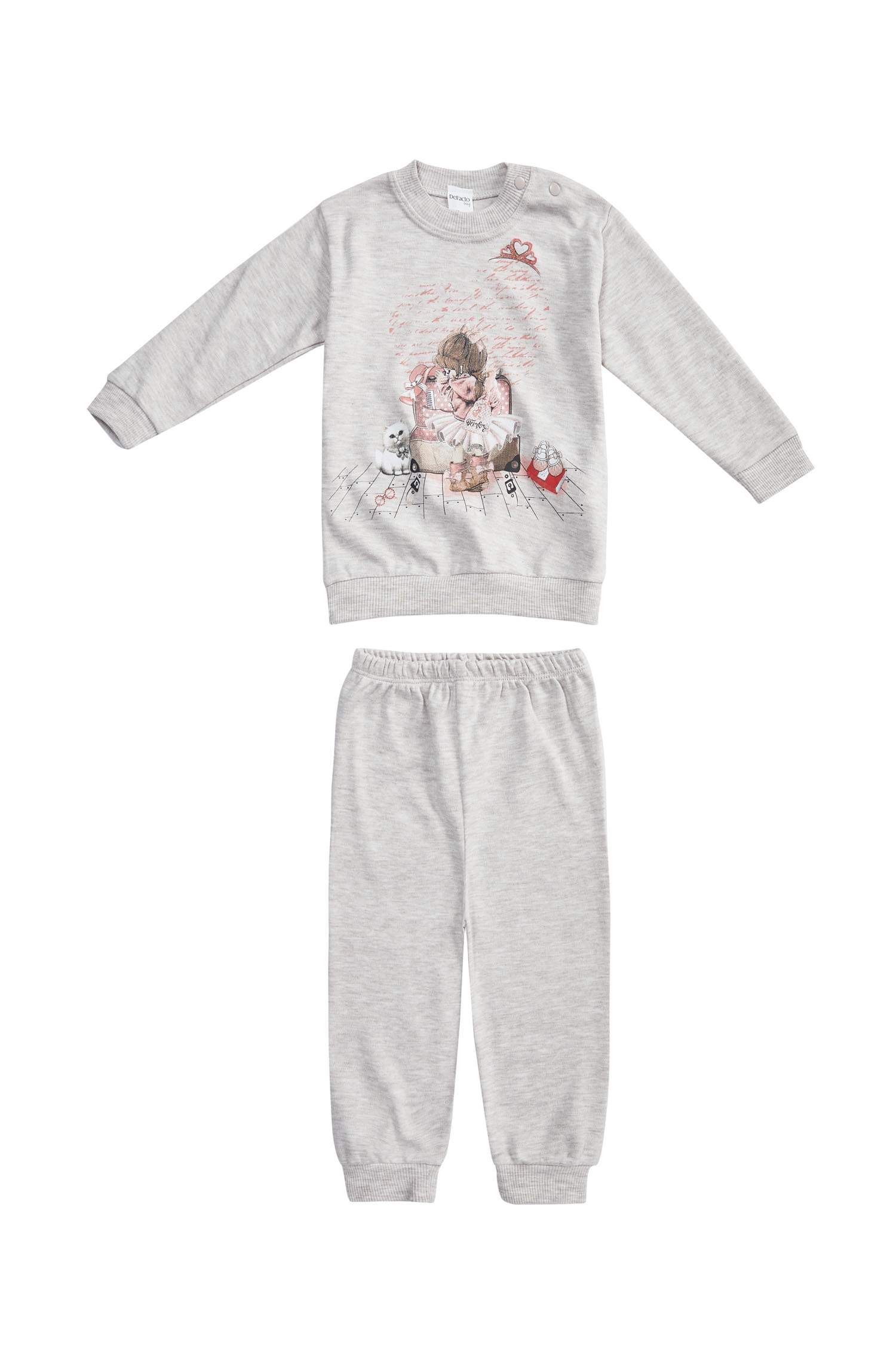 Kız Bebek Baskılı Pamuklu Pijama Takımı