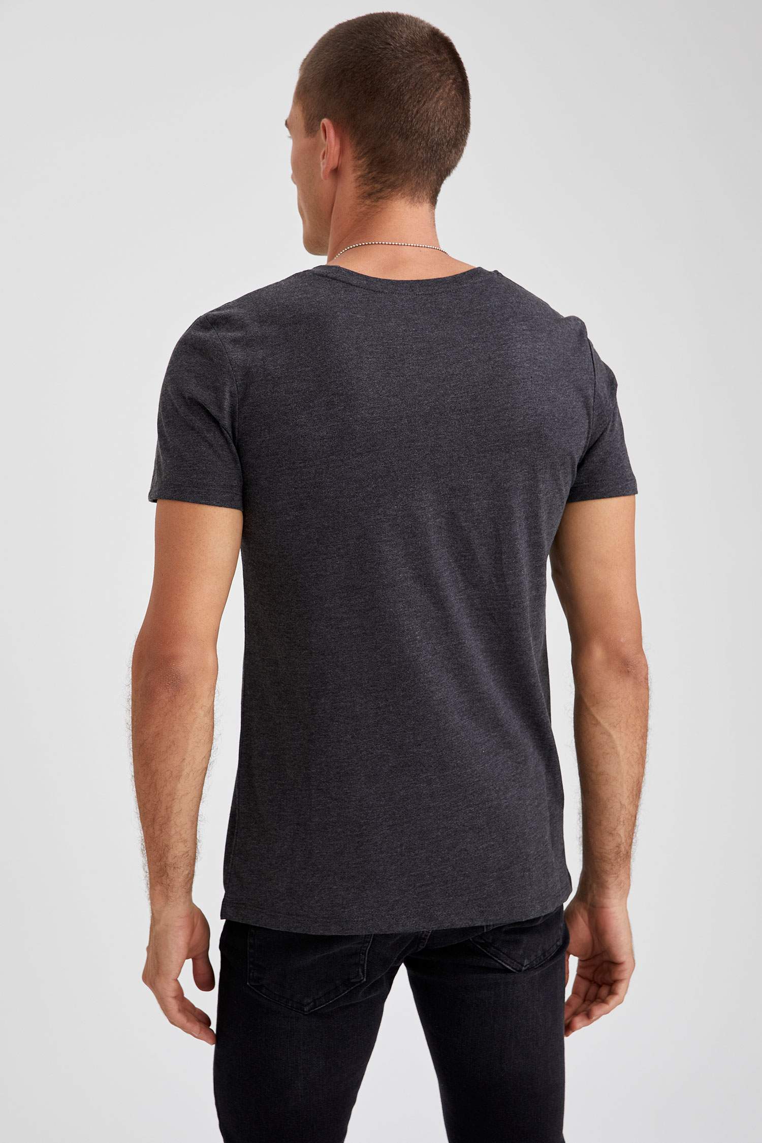Baskılı Slim Fit Bisiklet Yaka Tişört
