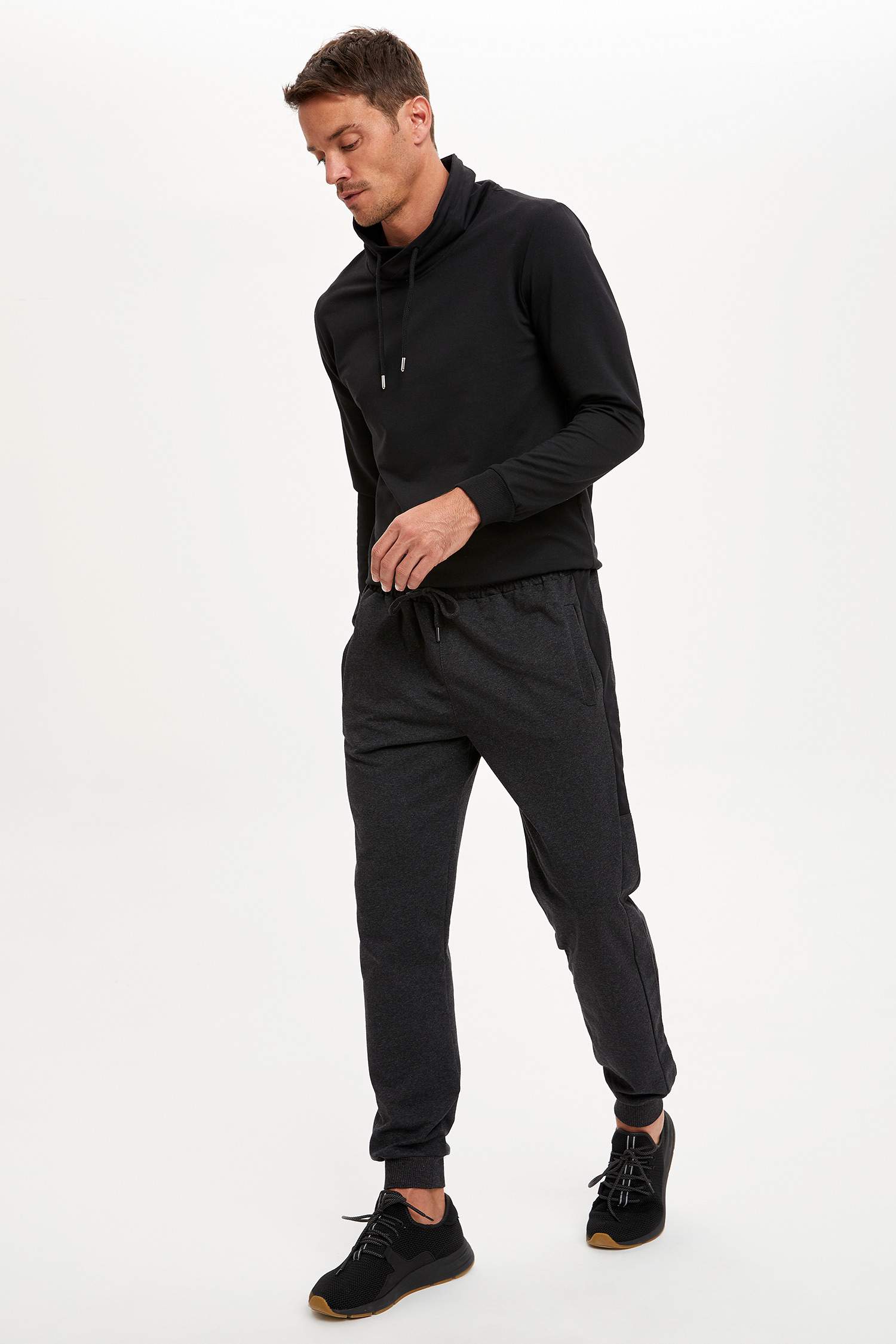 Slim Fit Şal Yaka Uzun Kollu Sweatshirt