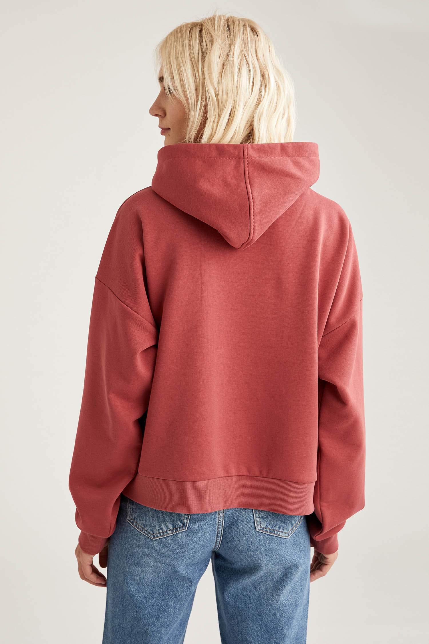 Loose Fit Kapüşonlu Kanguru Cepli Uzun Kollu Sweatshirt
