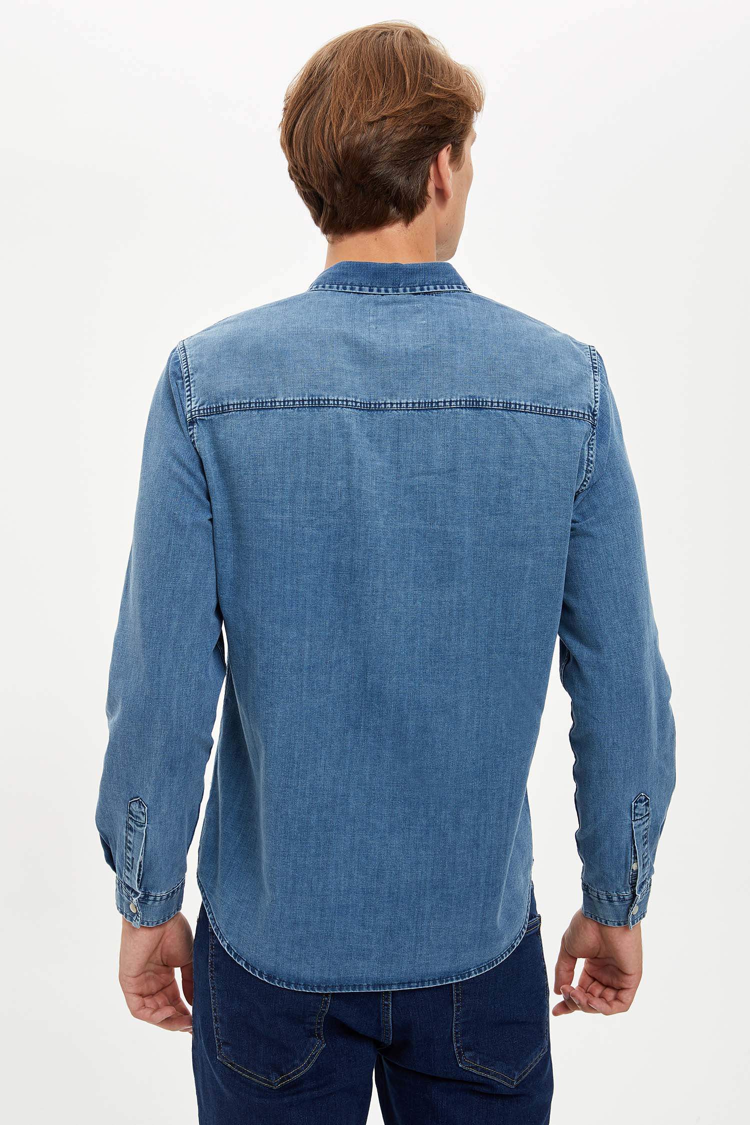 Slim Fit Uzun Kollu Jean Gömlek
