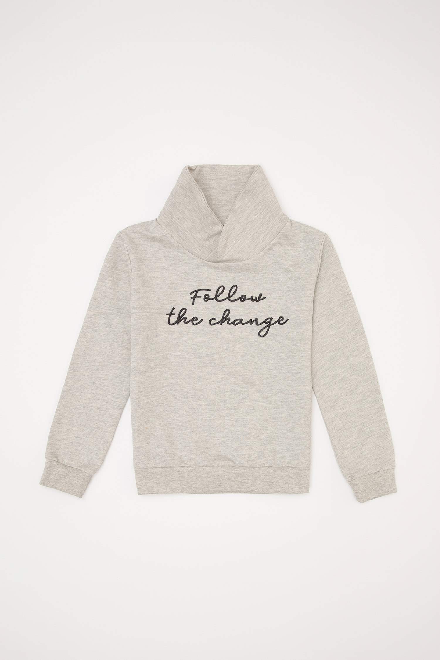 Unisex Çocuk Nakışlı Degaje Yaka Organik Pamuk Sweatshirt