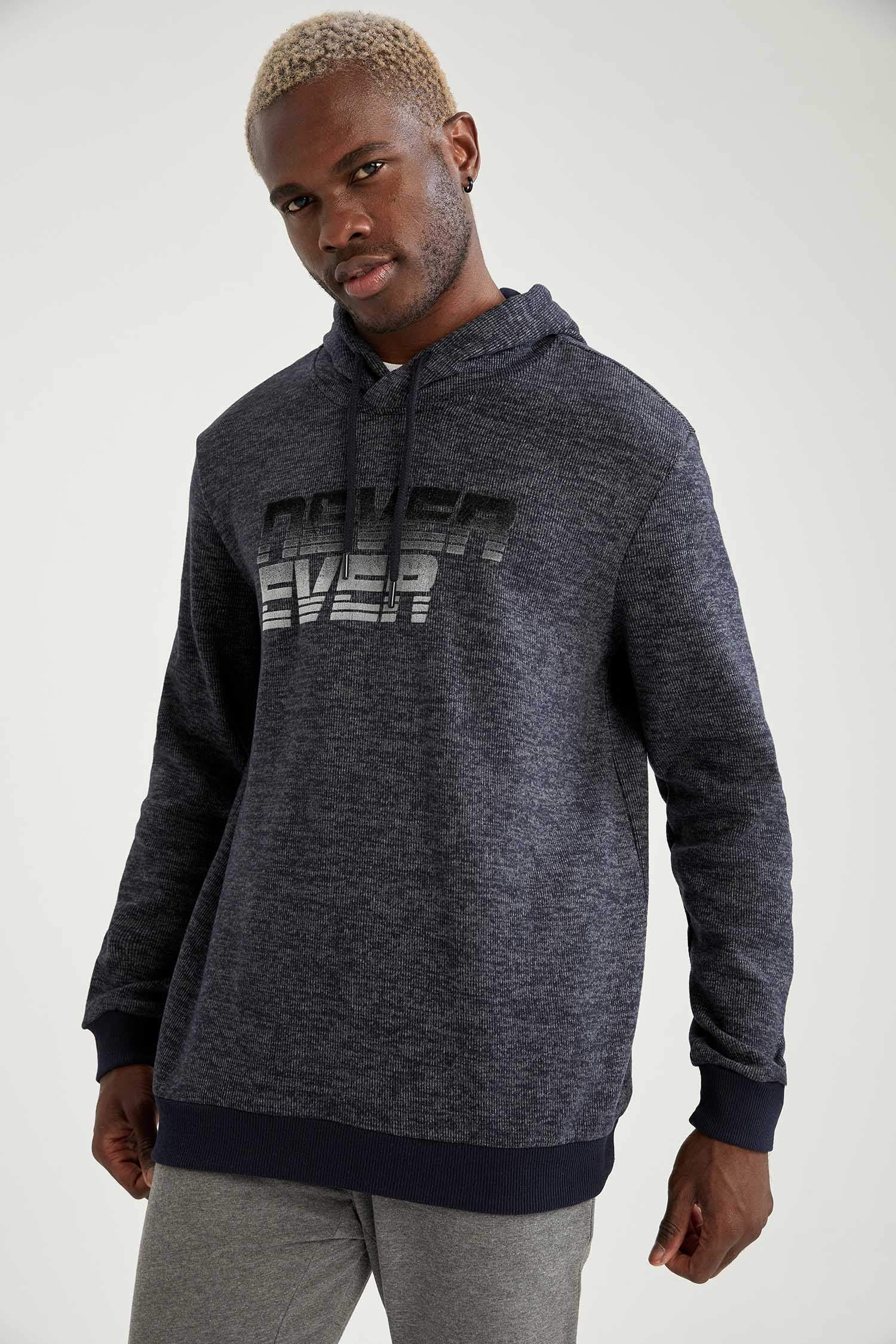 Regular Fit Kapüşonlu Baskılı Sweatshirt