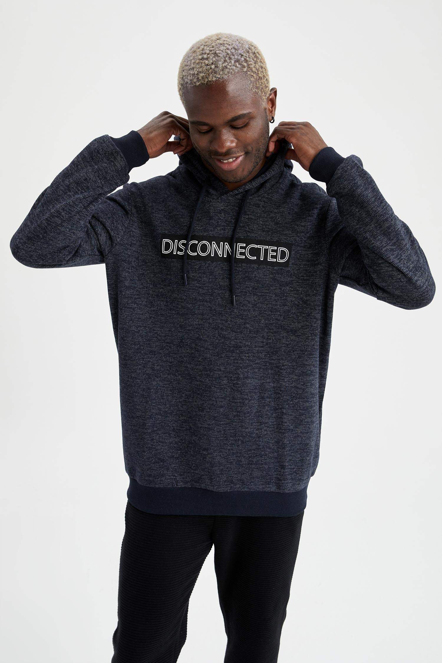 Regular Fit Kapüşonlu Baskılı Sweatshirt