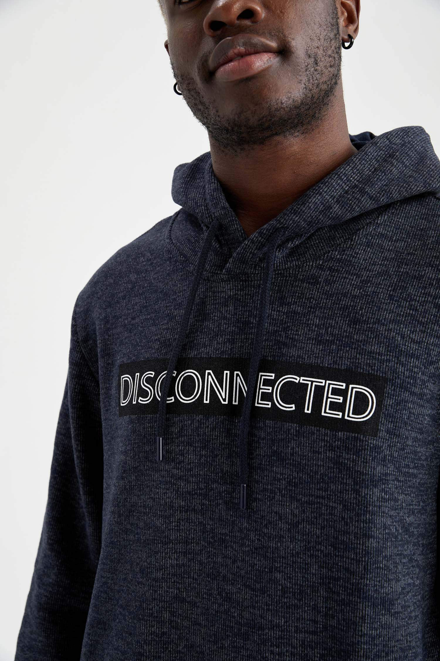 Regular Fit Kapüşonlu Baskılı Sweatshirt