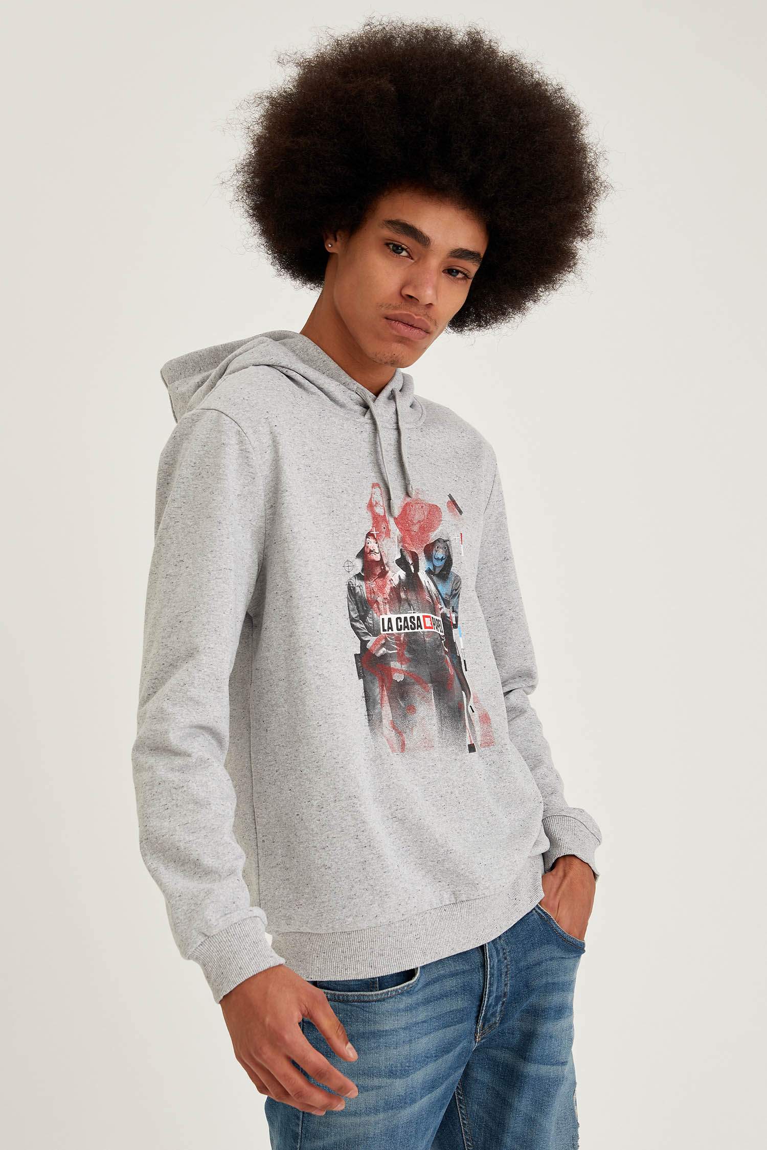 La Casa De Papel Lisanslı Slim Fit Uzun Kollu İçi Yumuşak Tüylü Sweatshirt
