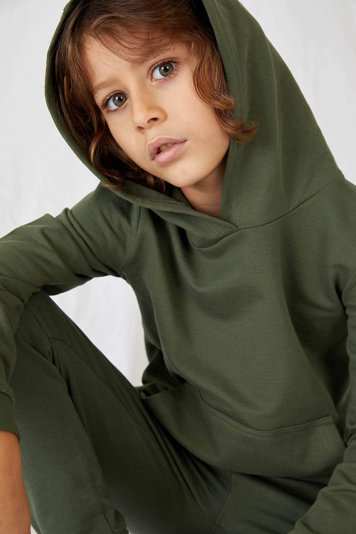 Unisex Çocuk Nakışlı Kapüşonlu Organik Pamuk Sweatshirt