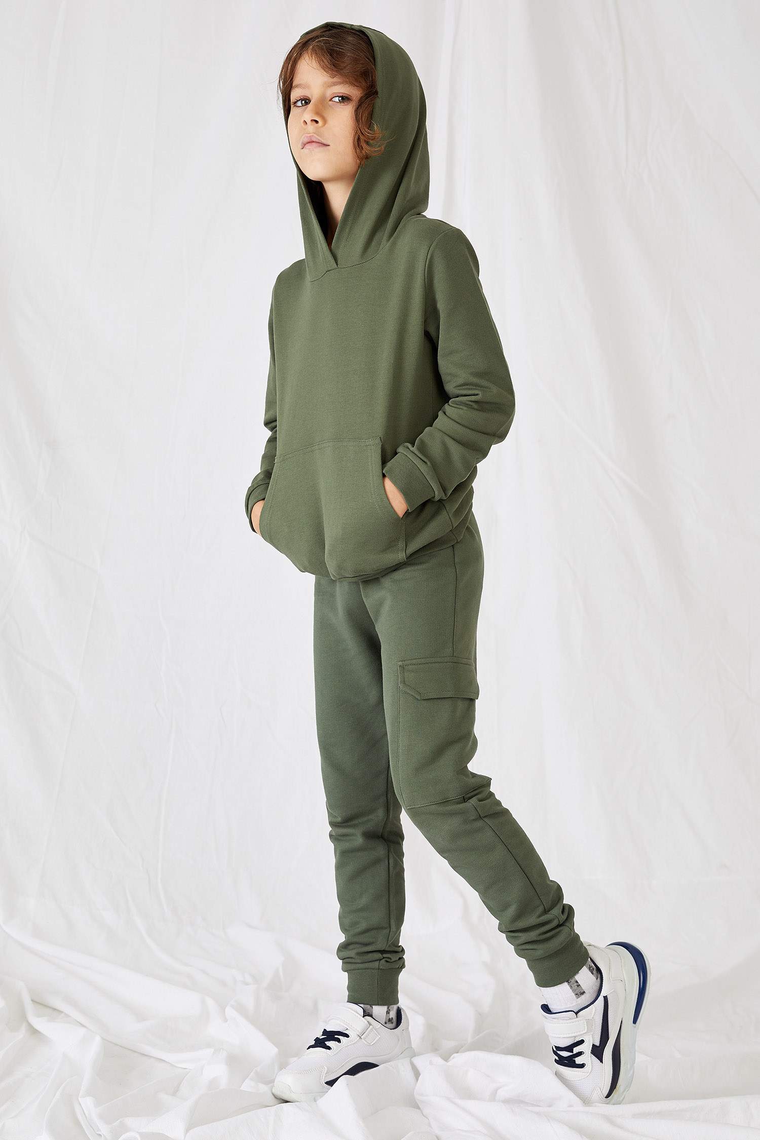 Unisex Çocuk Nakışlı Kapüşonlu Organik Pamuk Sweatshirt