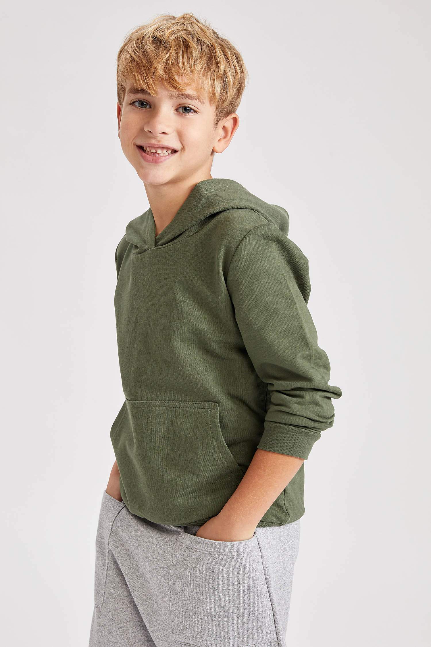Unisex Çocuk Nakışlı Kapüşonlu Organik Pamuk Sweatshirt