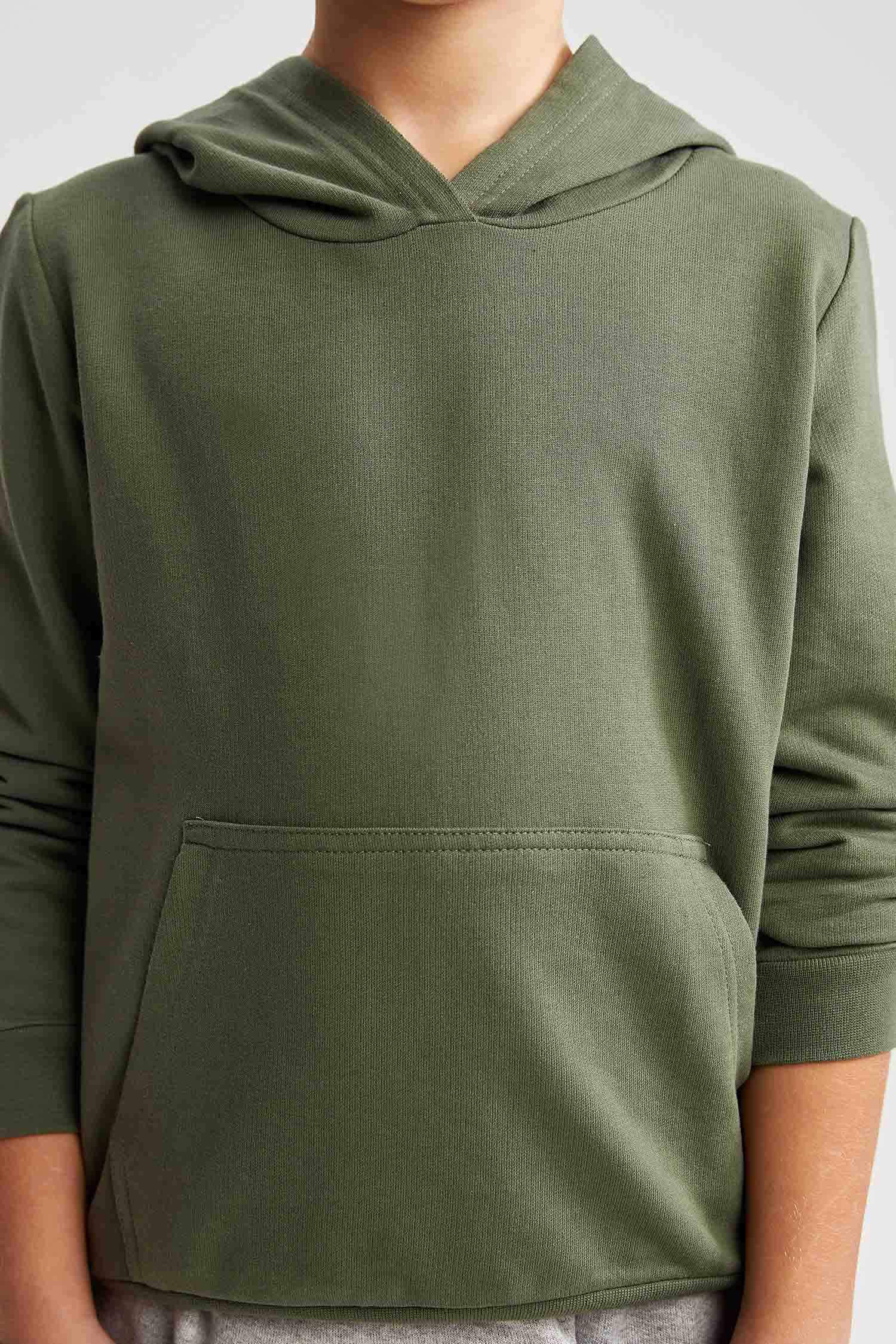Unisex Çocuk Nakışlı Kapüşonlu Organik Pamuk Sweatshirt