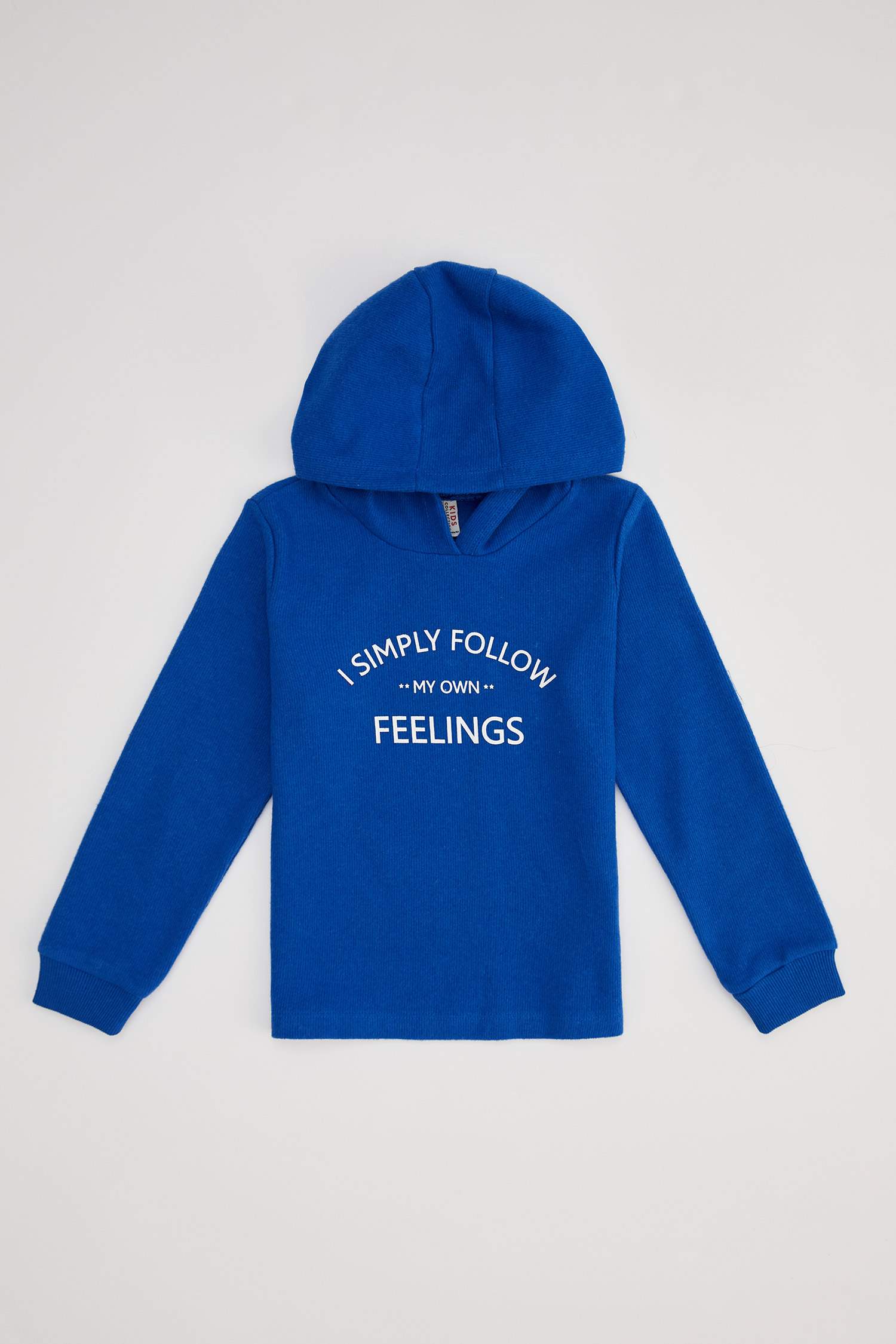 Kız Çocuk Yazı Baskılı Kapüşonlu Selanik Kumaş Sweatshirt