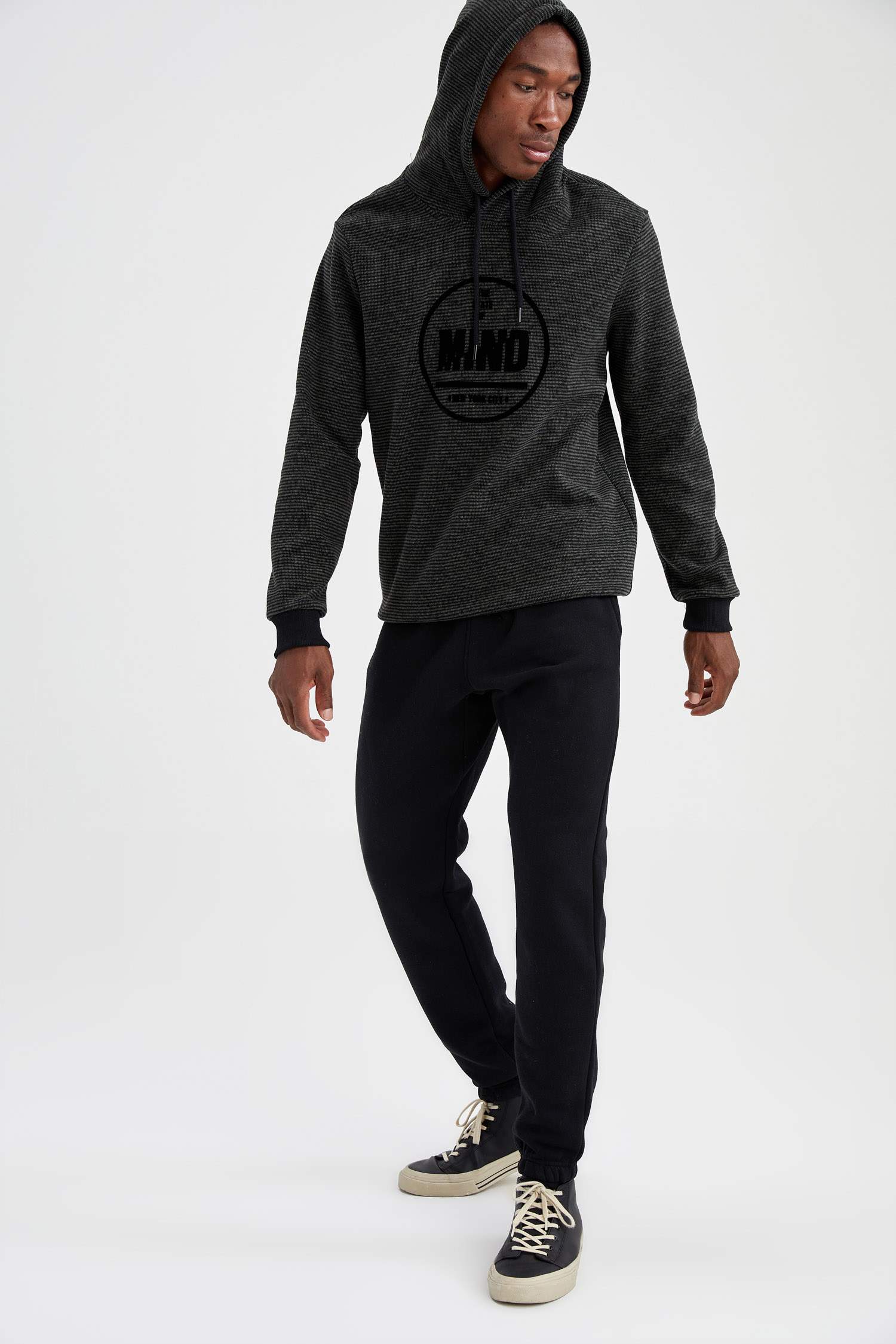 Regular Fit Kapüşonlu Baskılı Uzun Kollu Sweatshirt