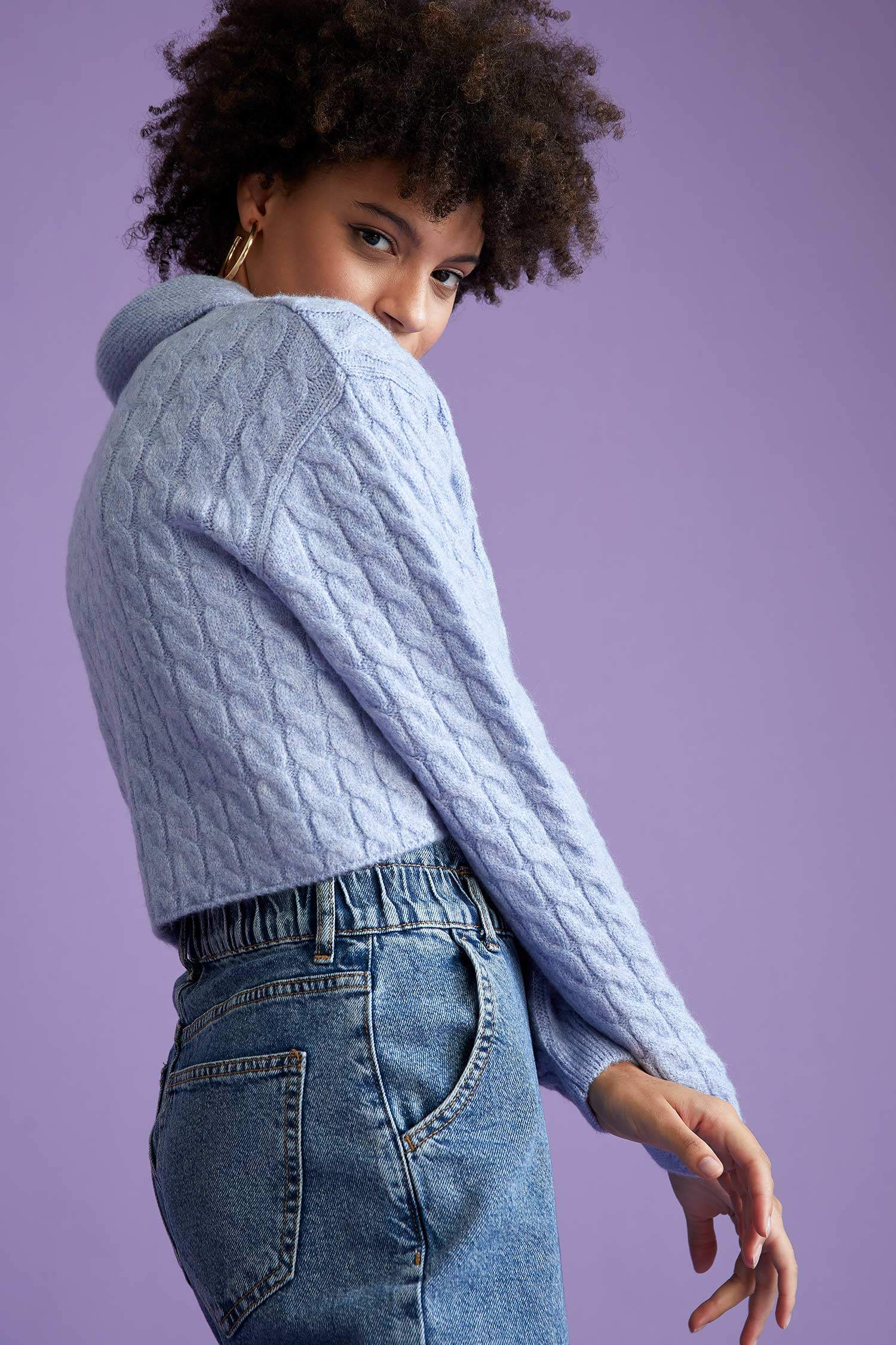 Coool Polo Yaka Örgü Desenli Crop Triko Hırka