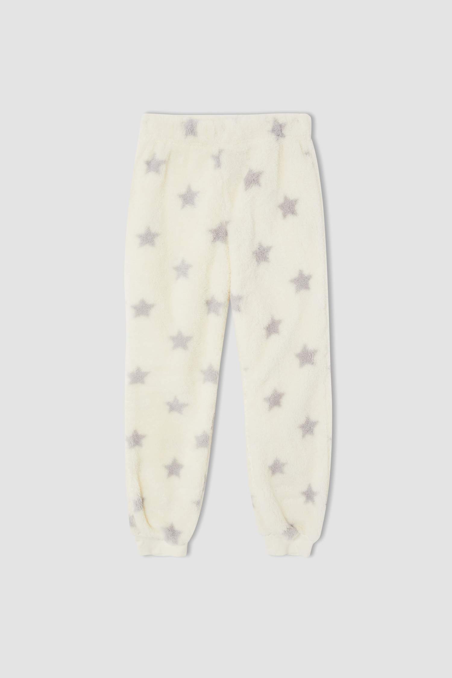 Kız Çocuk Kedi Baskılı Peluş Uzun Kollu Pijama Takımı