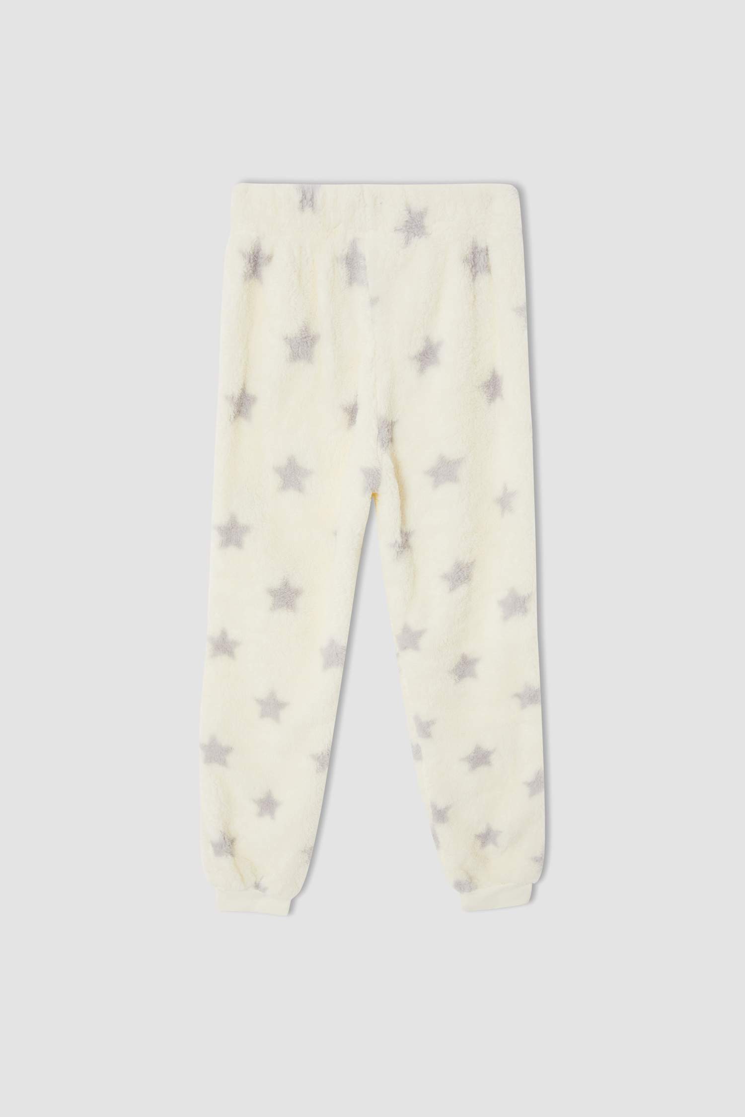 Kız Çocuk Kedi Baskılı Peluş Uzun Kollu Pijama Takımı