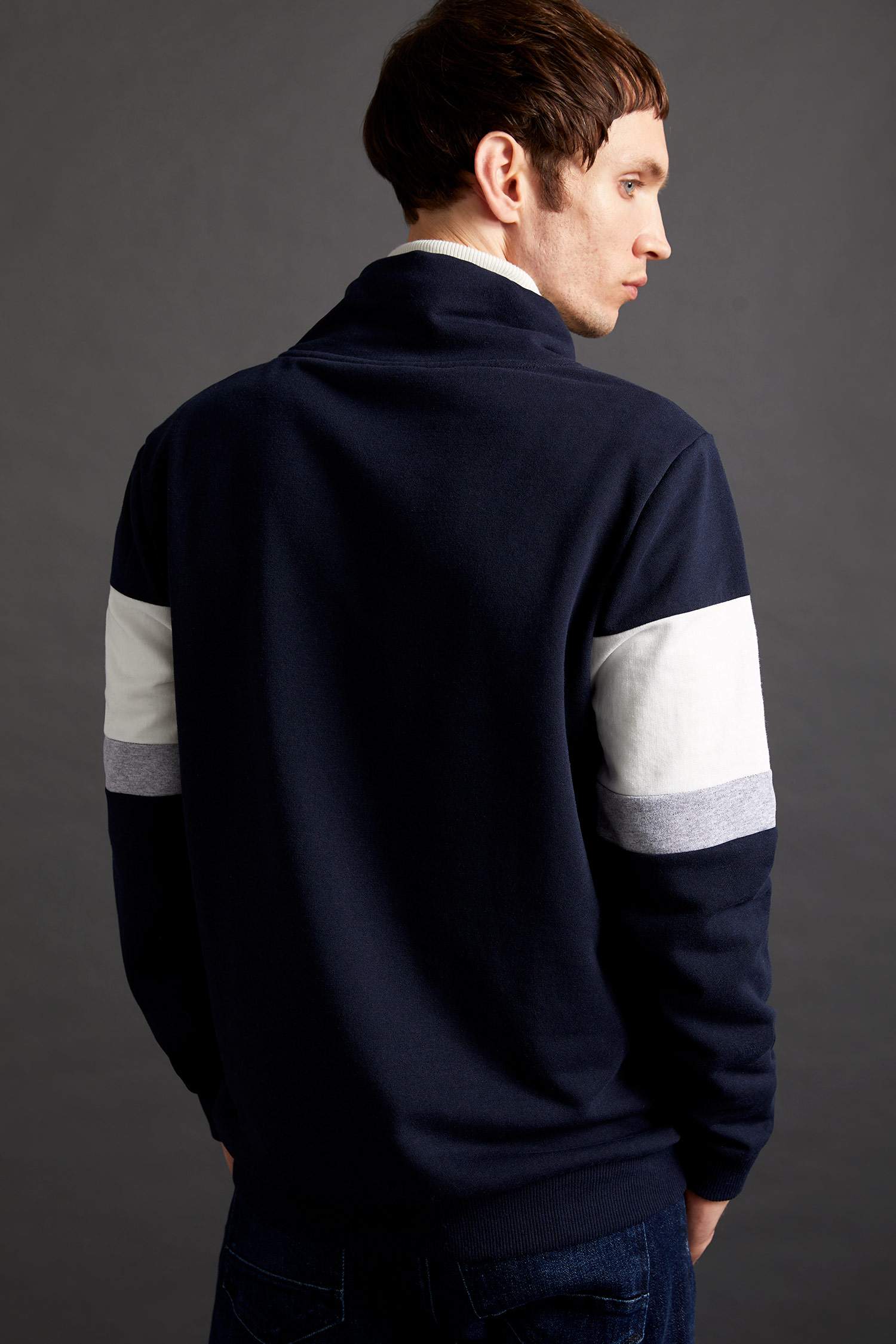 Slim Fit Şal Yaka Uzun Kollu Sweatshirt