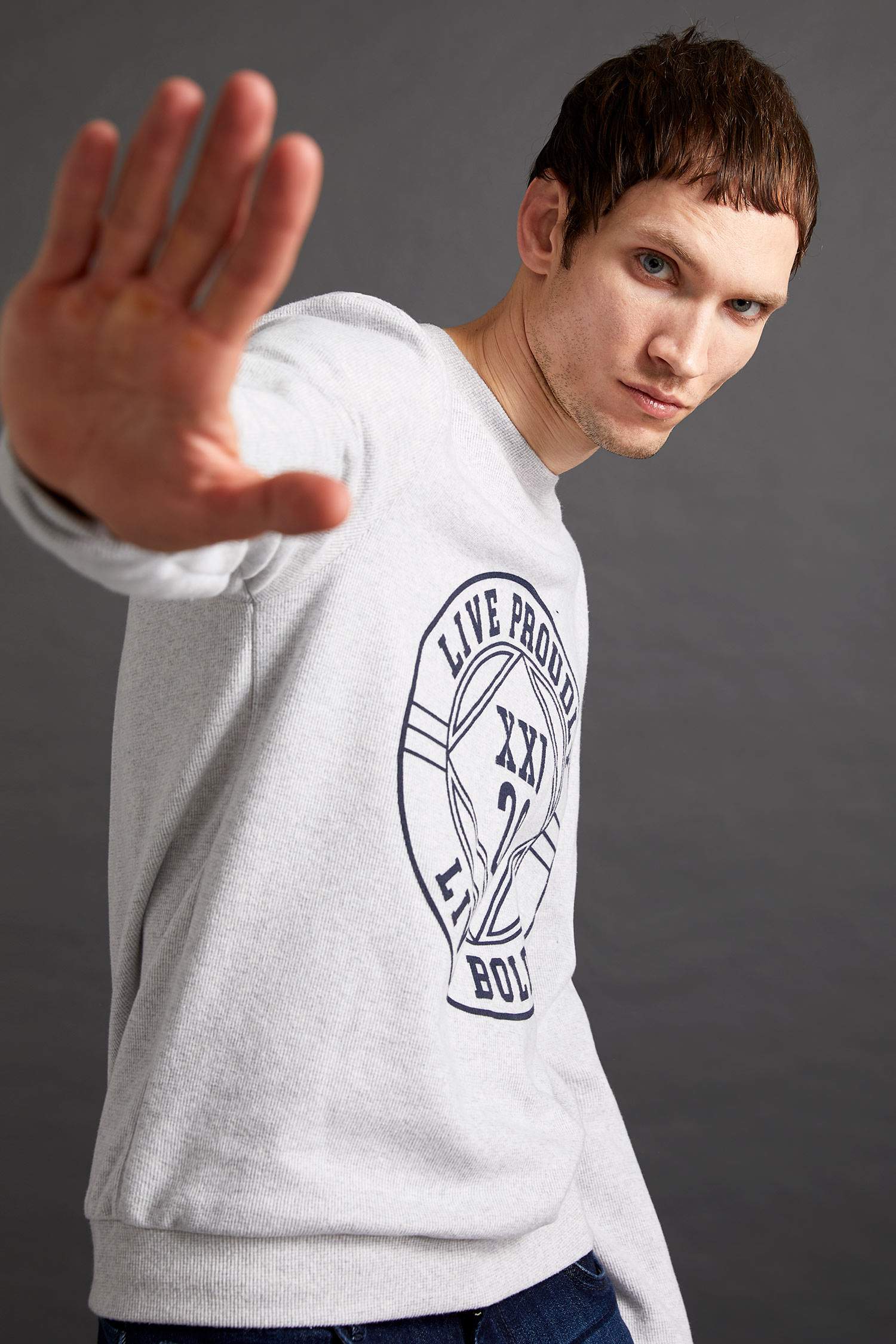 Slim Fit Bisiklet Yaka Uzun Kollu Sweatshirt