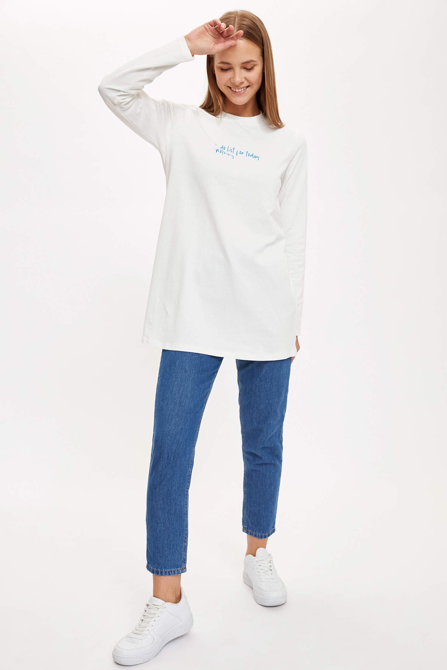 Slogan Baskılı Relax Fit Tunik