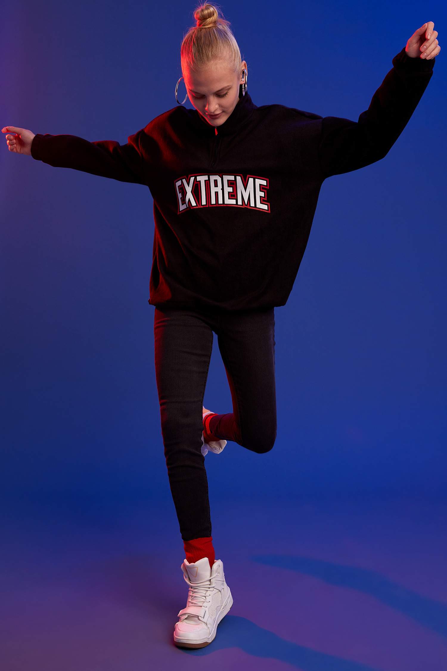 Baskılı Polar Sweatshirt