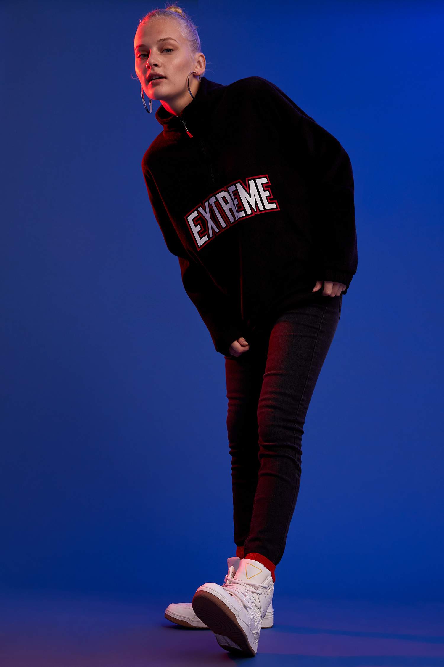 Baskılı Polar Sweatshirt