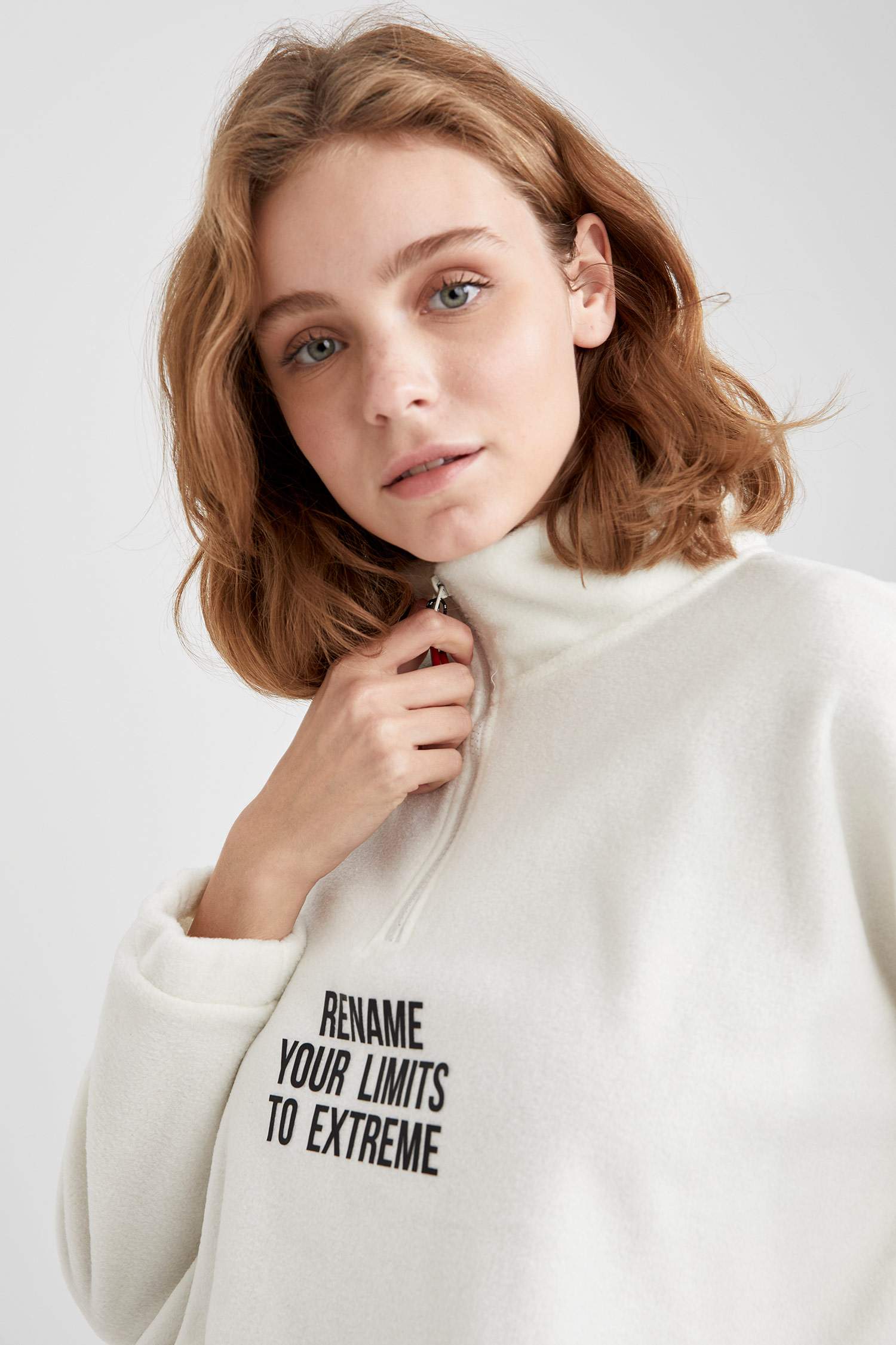 Baskılı Polar Spor Sweatshirt