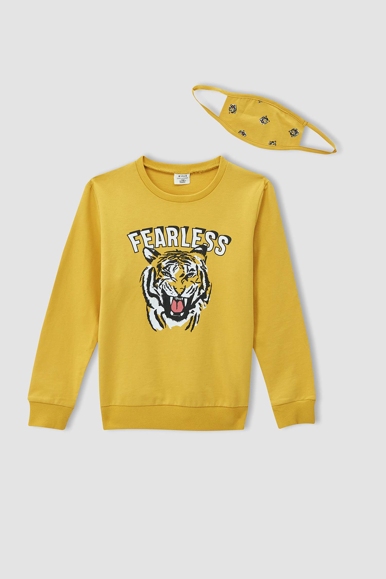 Erkek Çocuk Baskılı Sweatshirt ve Maskeli Takım