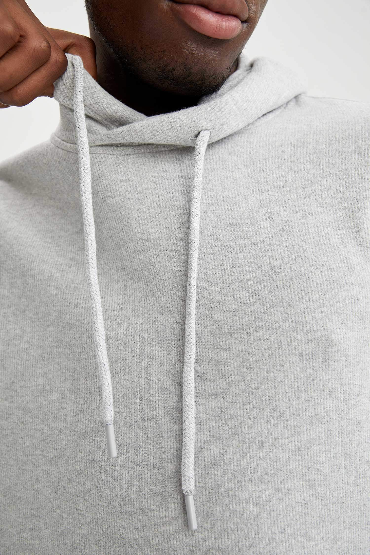 Regular Fit Kapüşonlu Basic Sweatshirt