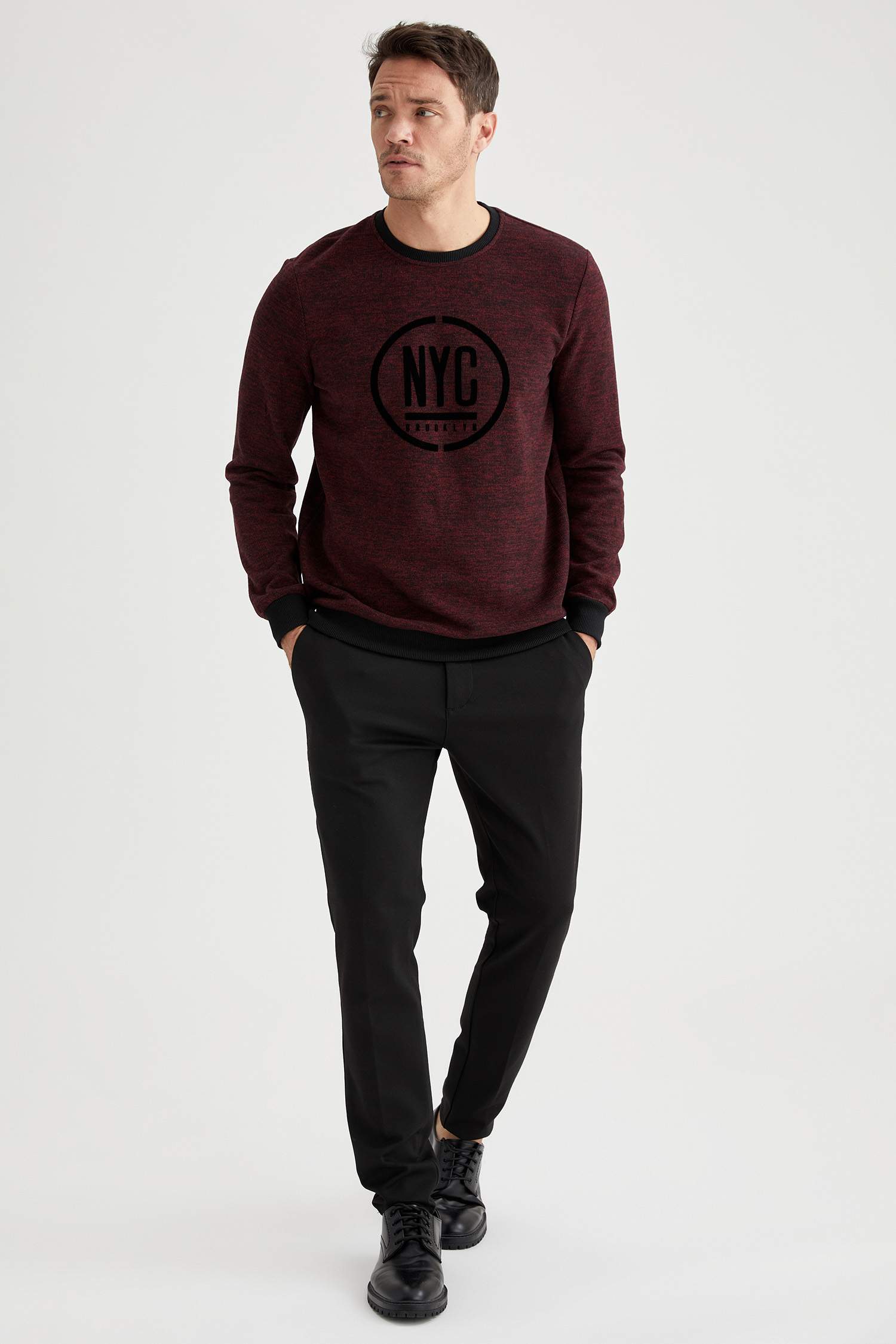 Regular Fit Bisiklet Yaka NYC Baskılı Sweatshirt