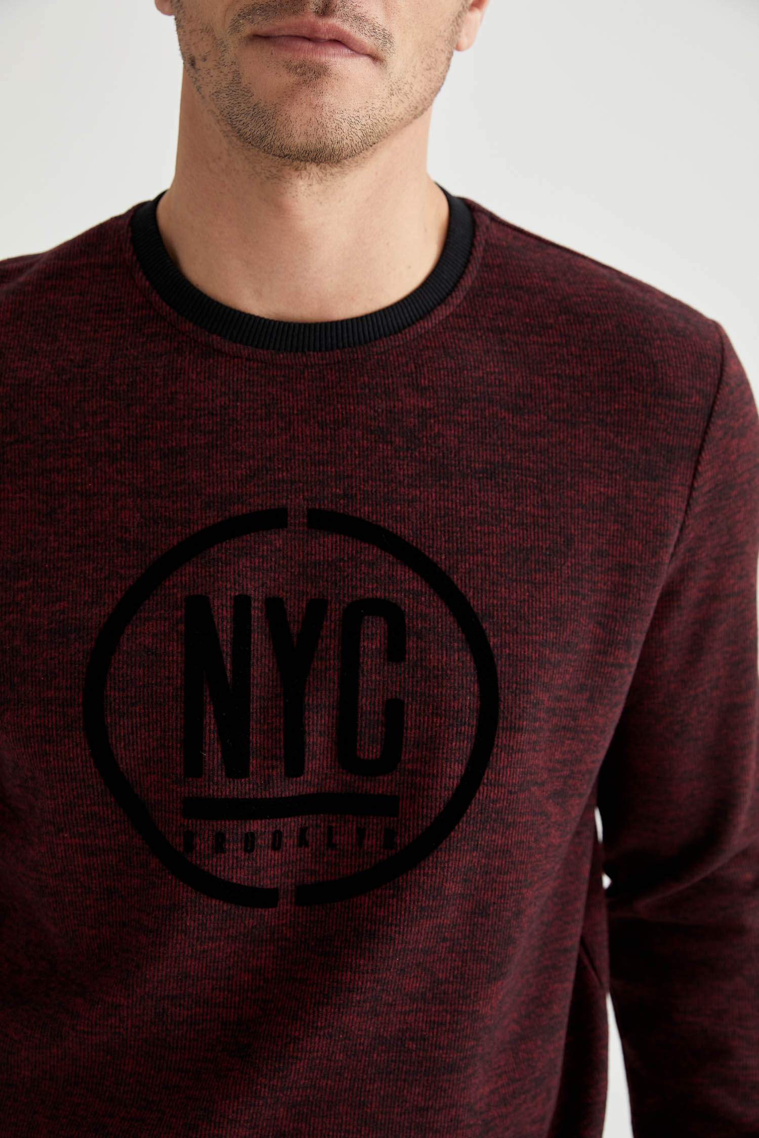 Regular Fit Bisiklet Yaka NYC Baskılı Sweatshirt