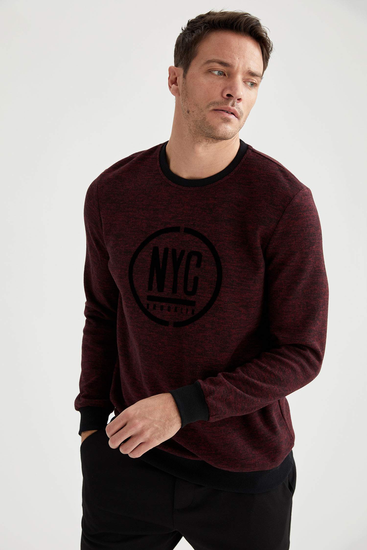 Regular Fit Bisiklet Yaka NYC Baskılı Sweatshirt